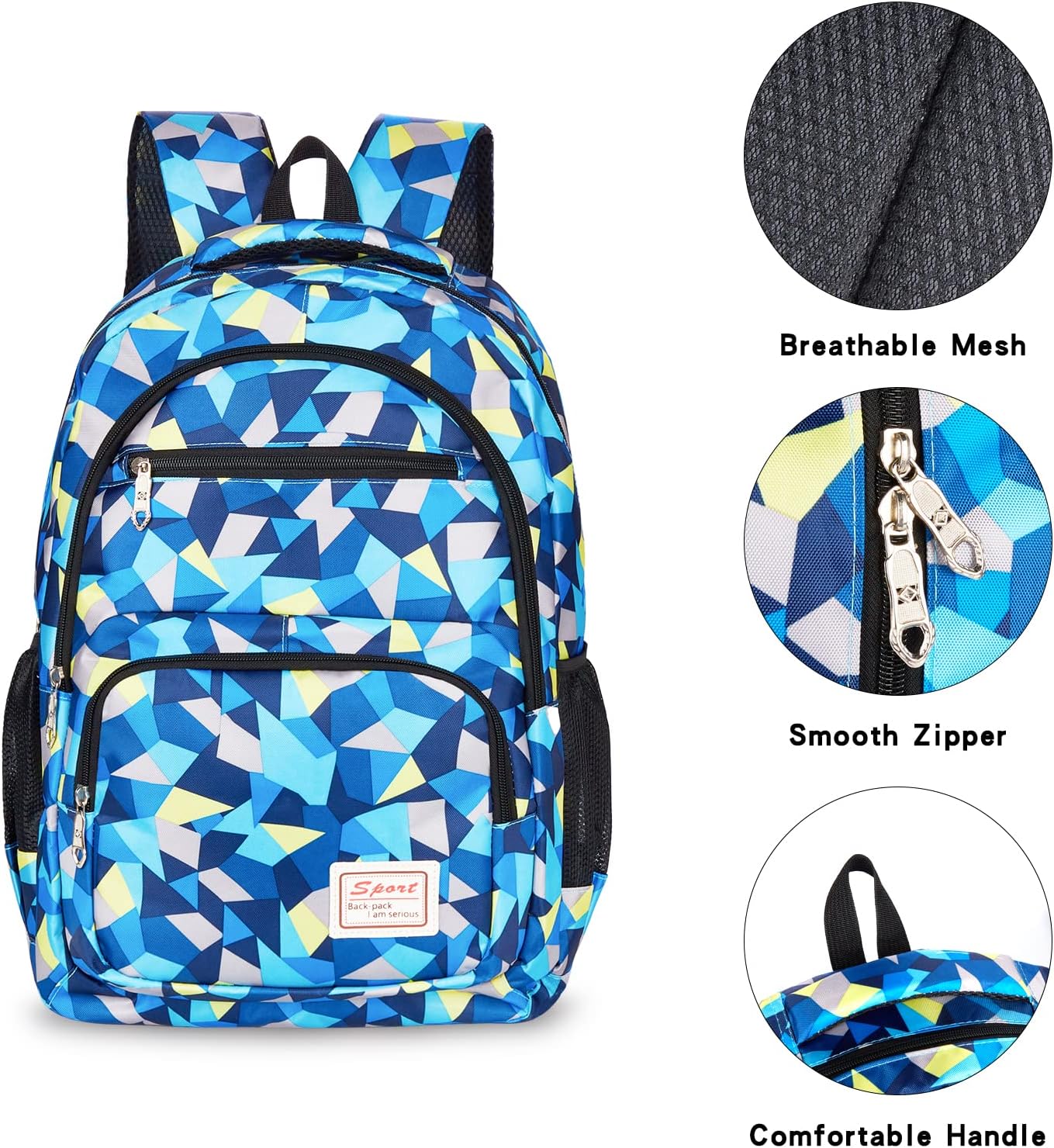 3-teiliges wasserdichtes Schulrucksack-Set, Blau