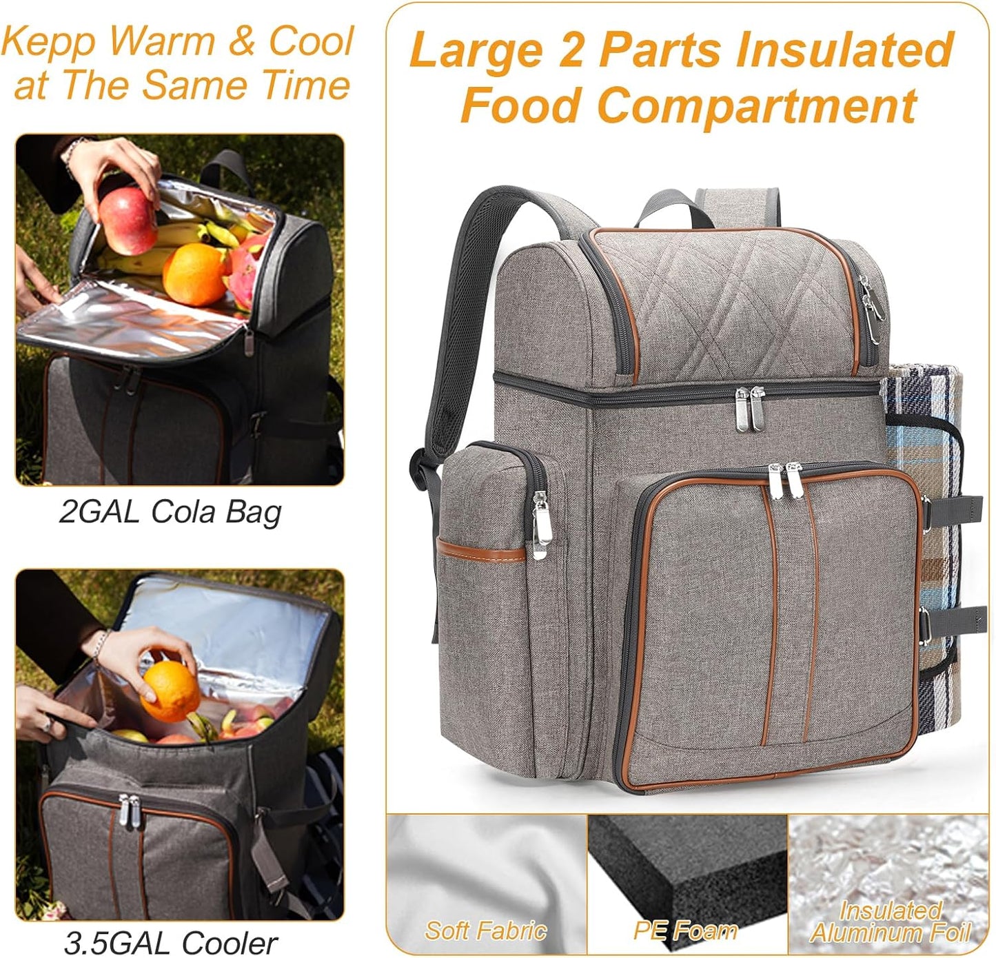 Picknick-Rucksack, Brushedkhaki