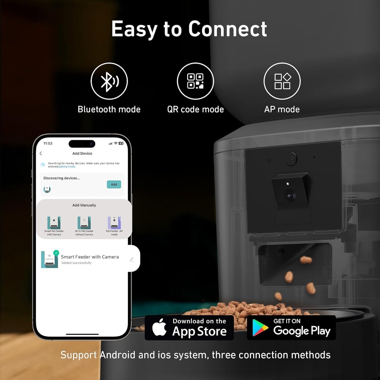 Automatischer Futterspender mit Kamera & WLAN, Schwarz Eine Schüssel, WLAN und Kamera