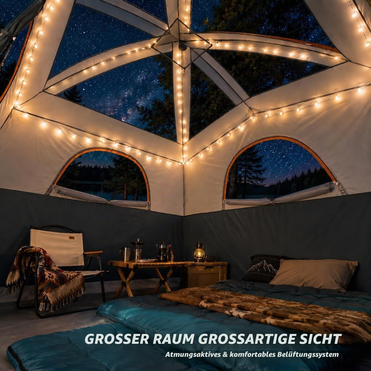 6-Personen Familienzelt, Grau