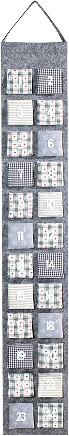 Adventskalender zum Aufhängen und Befüllen aus Filz, Grau