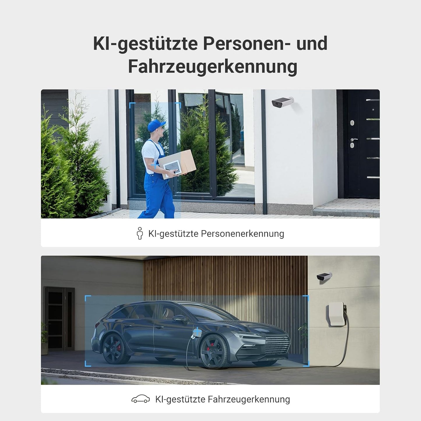 4K Kabellose Überwachungskamera mit Solarpanel, Akku Kamera
