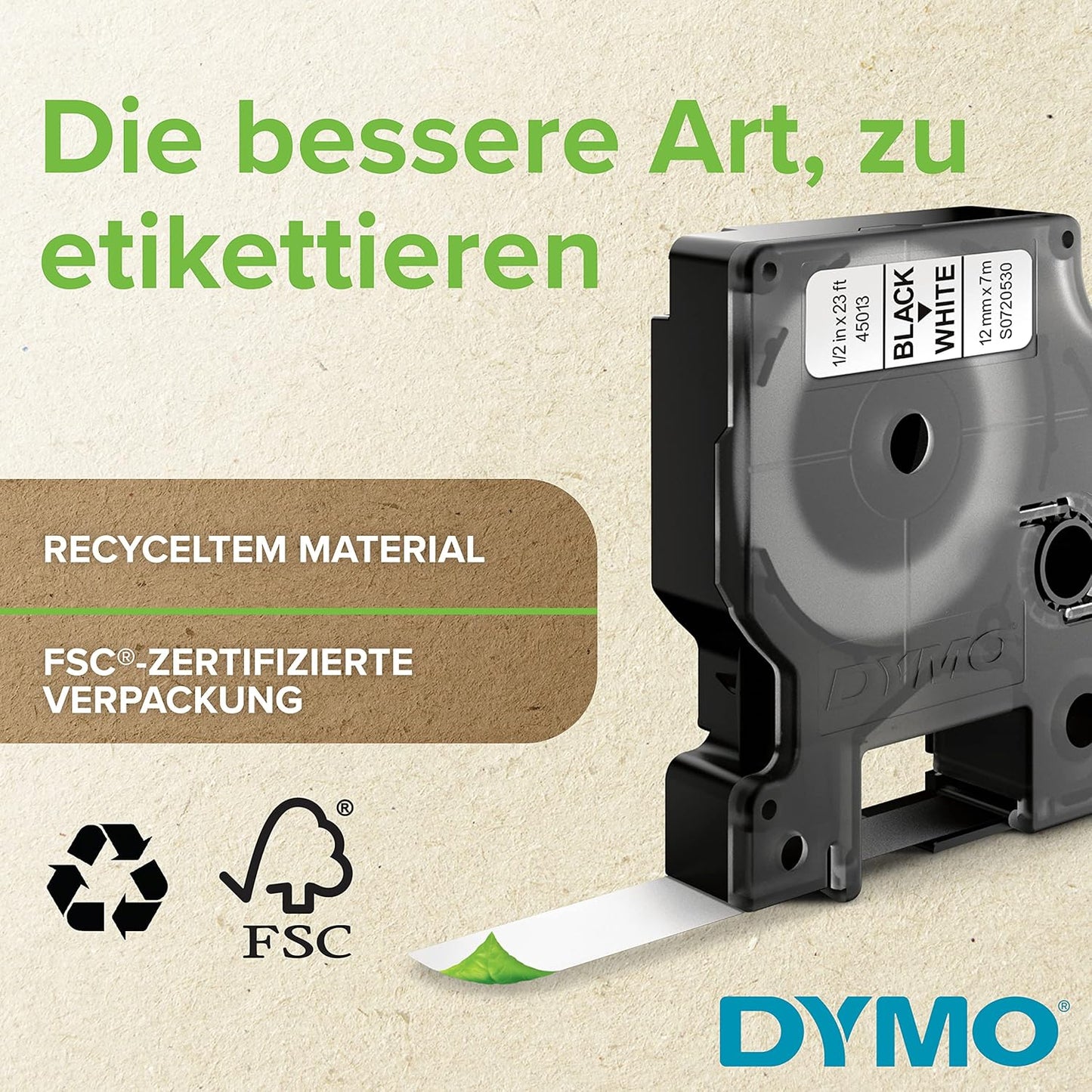 D1-Etikettenband, 9mm x 7m, Schwarz auf Gelb 1 stück