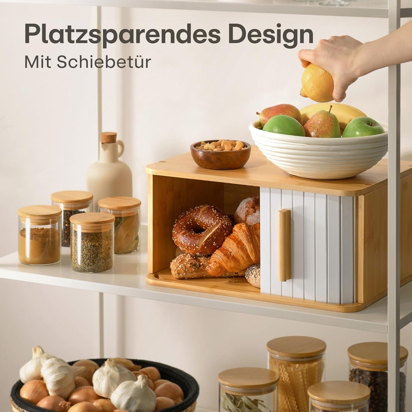 Brotkasten mit Schiebetür, Weiß