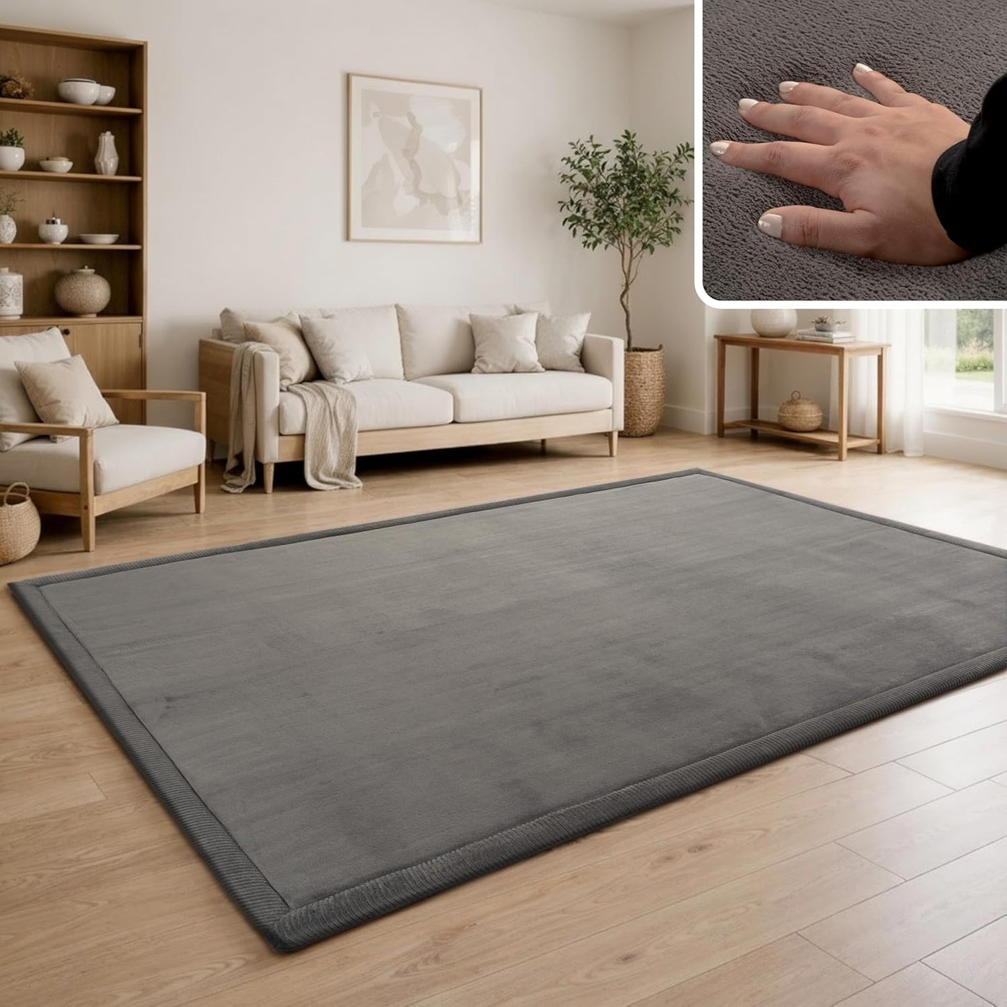 Weicher Teppich für Kinderzimmer, Spielteppich 140x200 cm, 140 x 200 cm (Rechteckig) Anthrazit