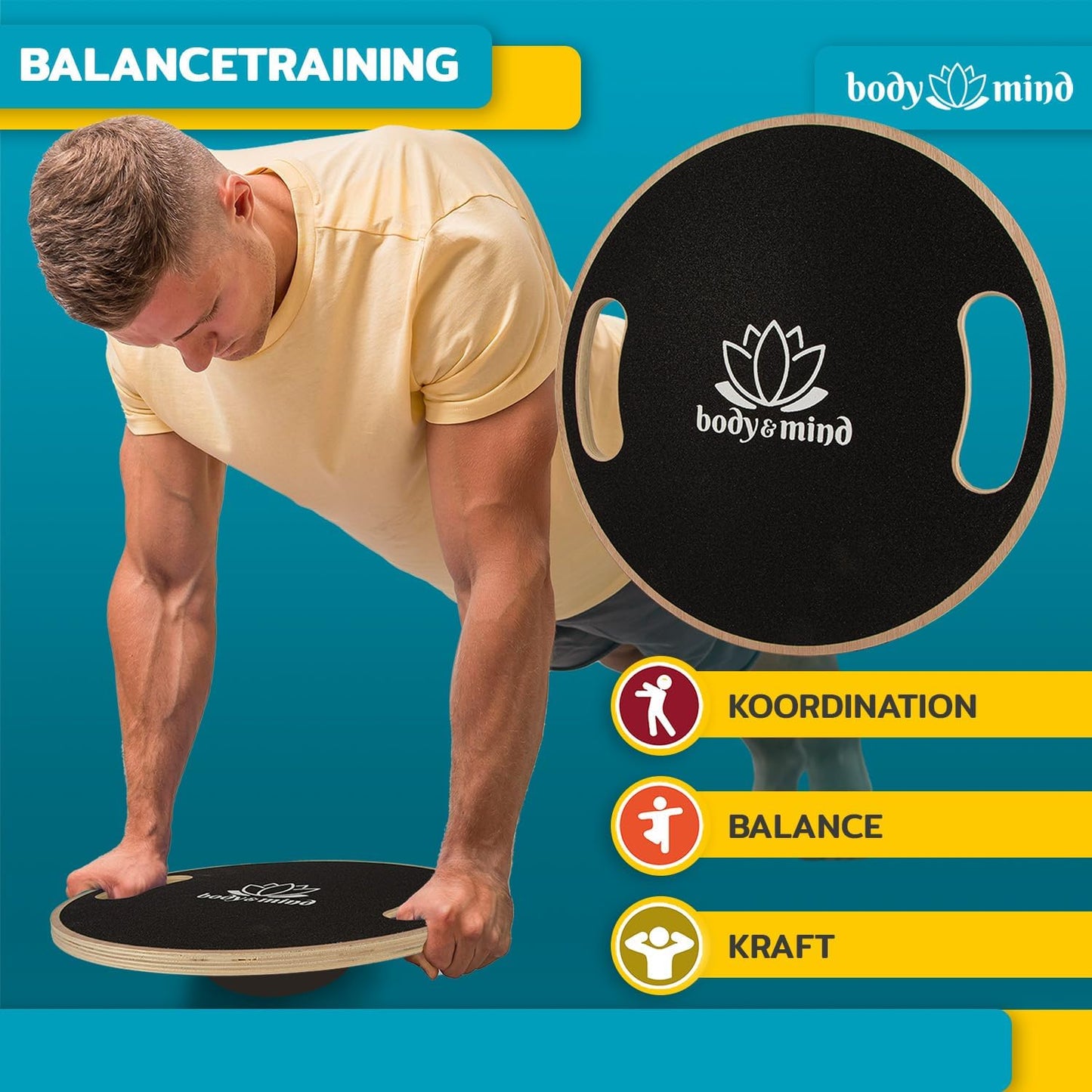 Balanceboard Deluxe für Gleichgewichtstraining, Studio Set Deluxe Holz
