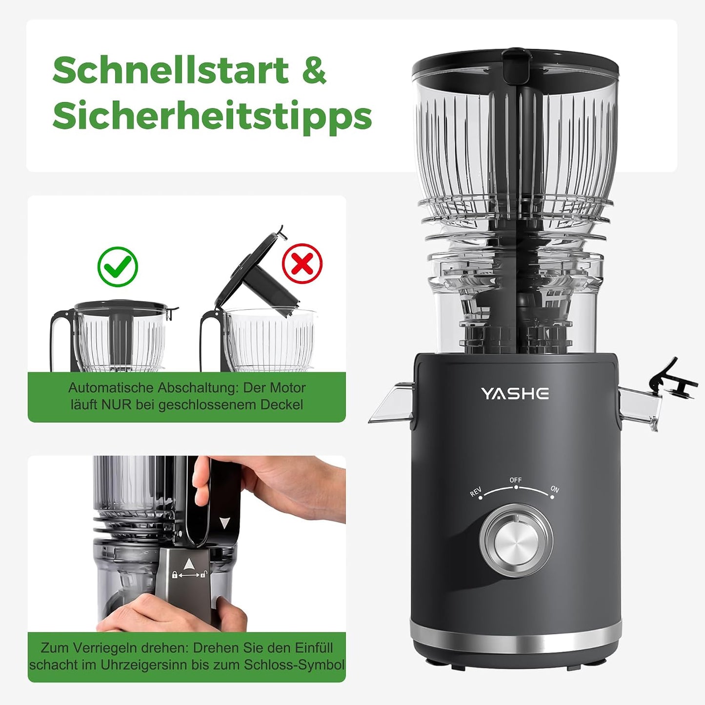 Slow Juicer mit grossem Einfüllschacht