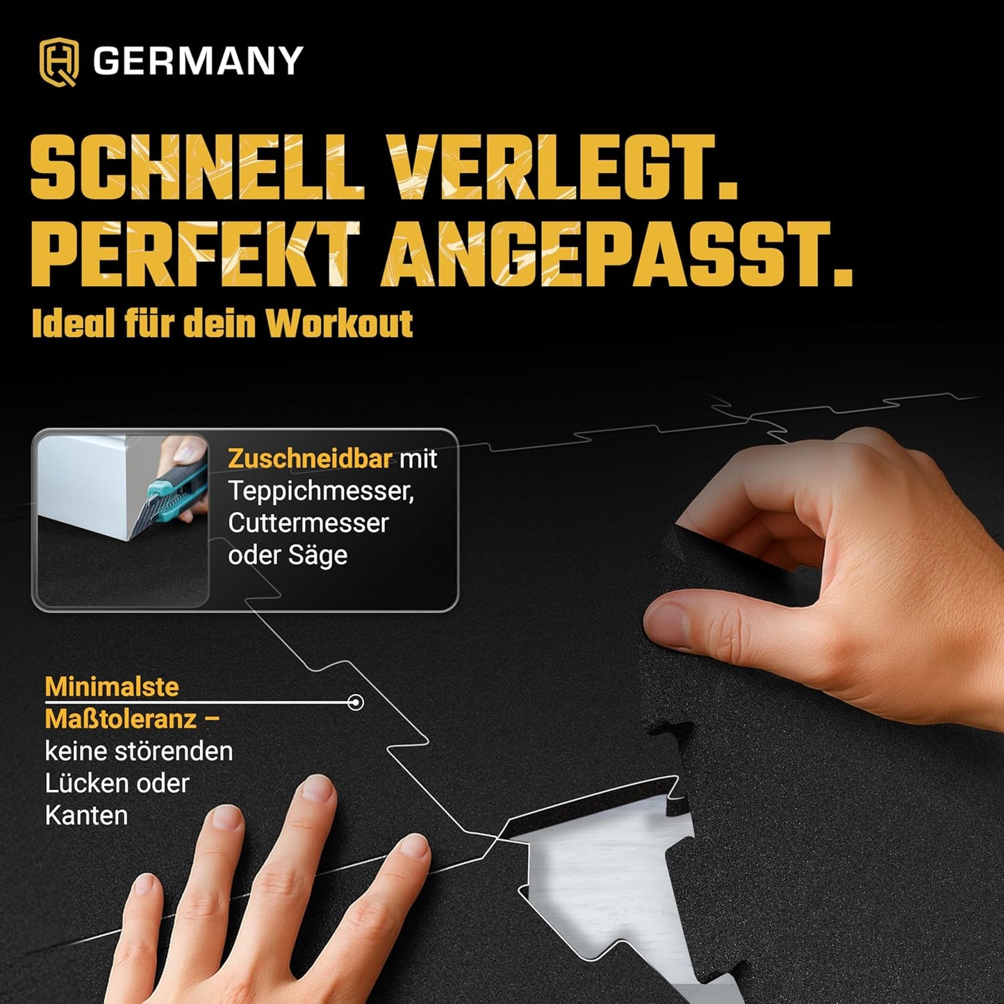 Bodenschutzmatten Set, Puzzle 10mm - Schwarz 4 Stück