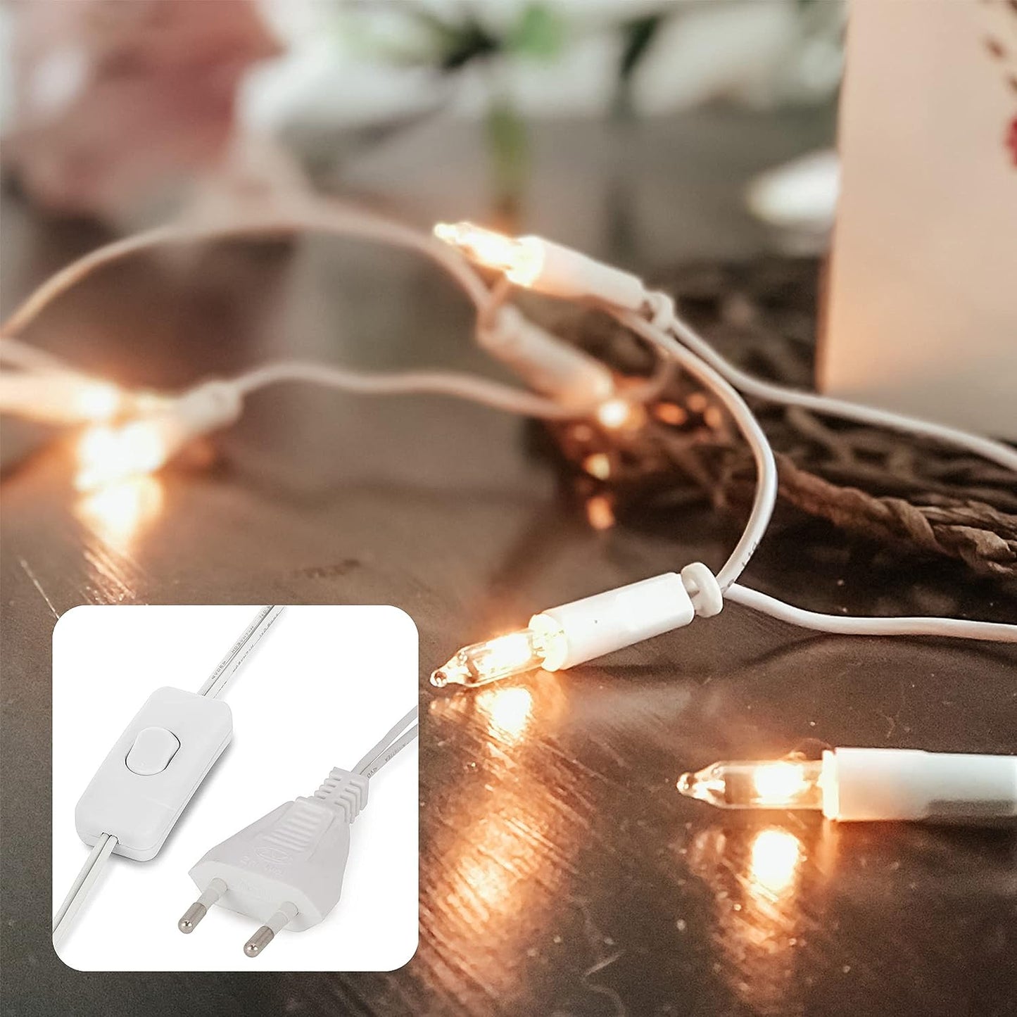 832051, Warmweiss / Schaft Weiss (Schalter), 20 Lichter/beleuchtet 285 cm