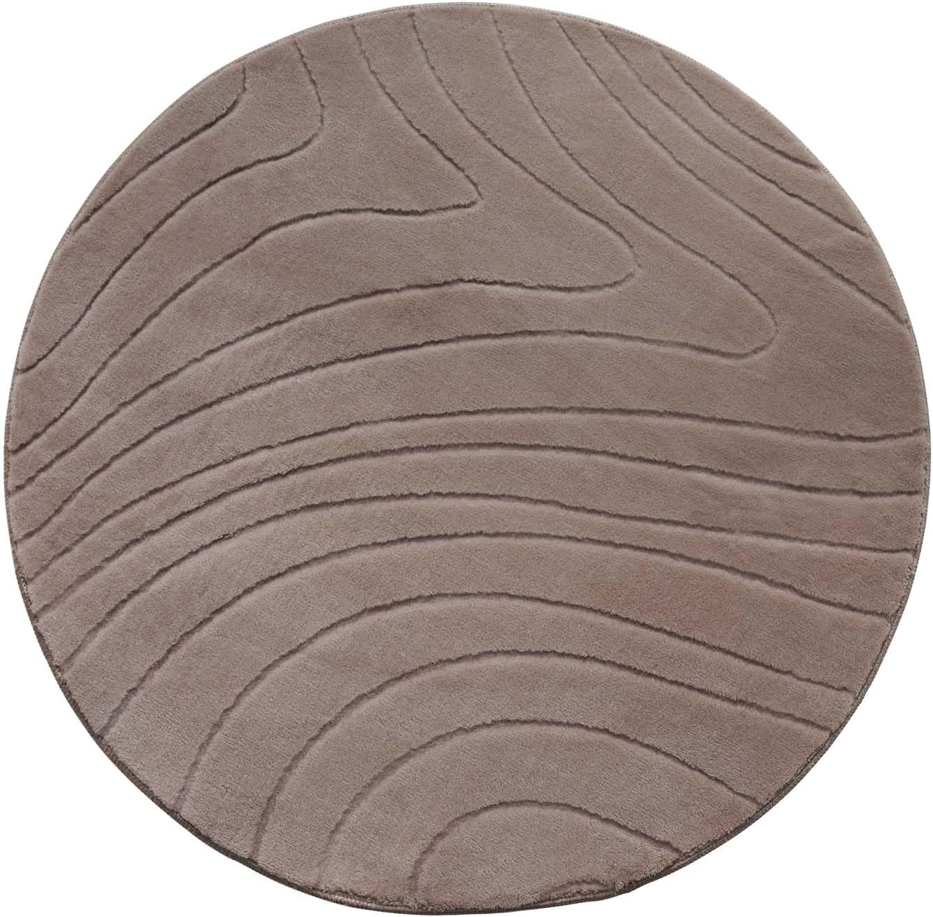 Runder Badematte, rutschfest, Taupe Abstrakte Wellen 120 cm (Rund)