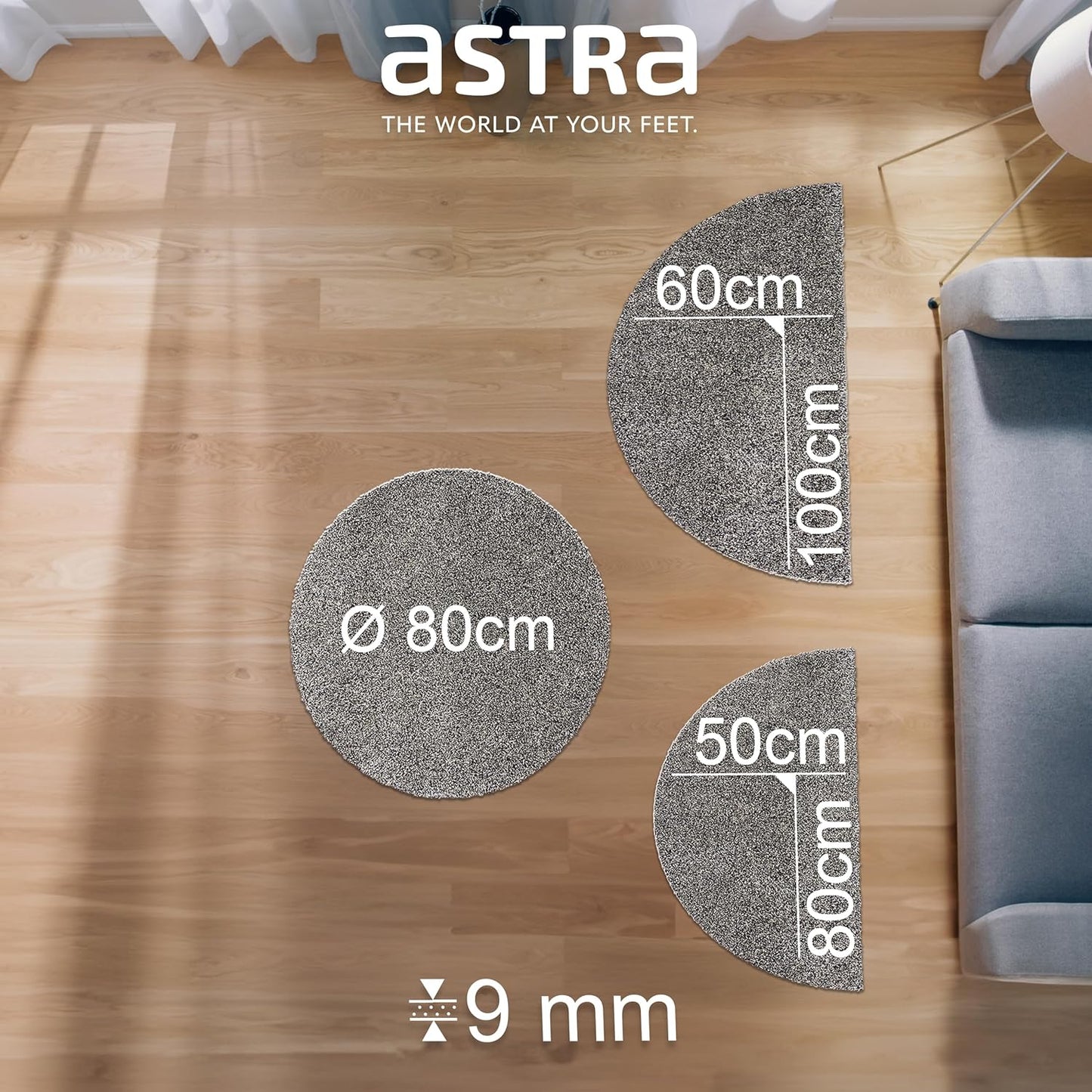 Halbkreisförmige Schmutzfangmatte waschbar, 50x80 cm, 50 x 80 cm (Halbkreis) Anthrazit