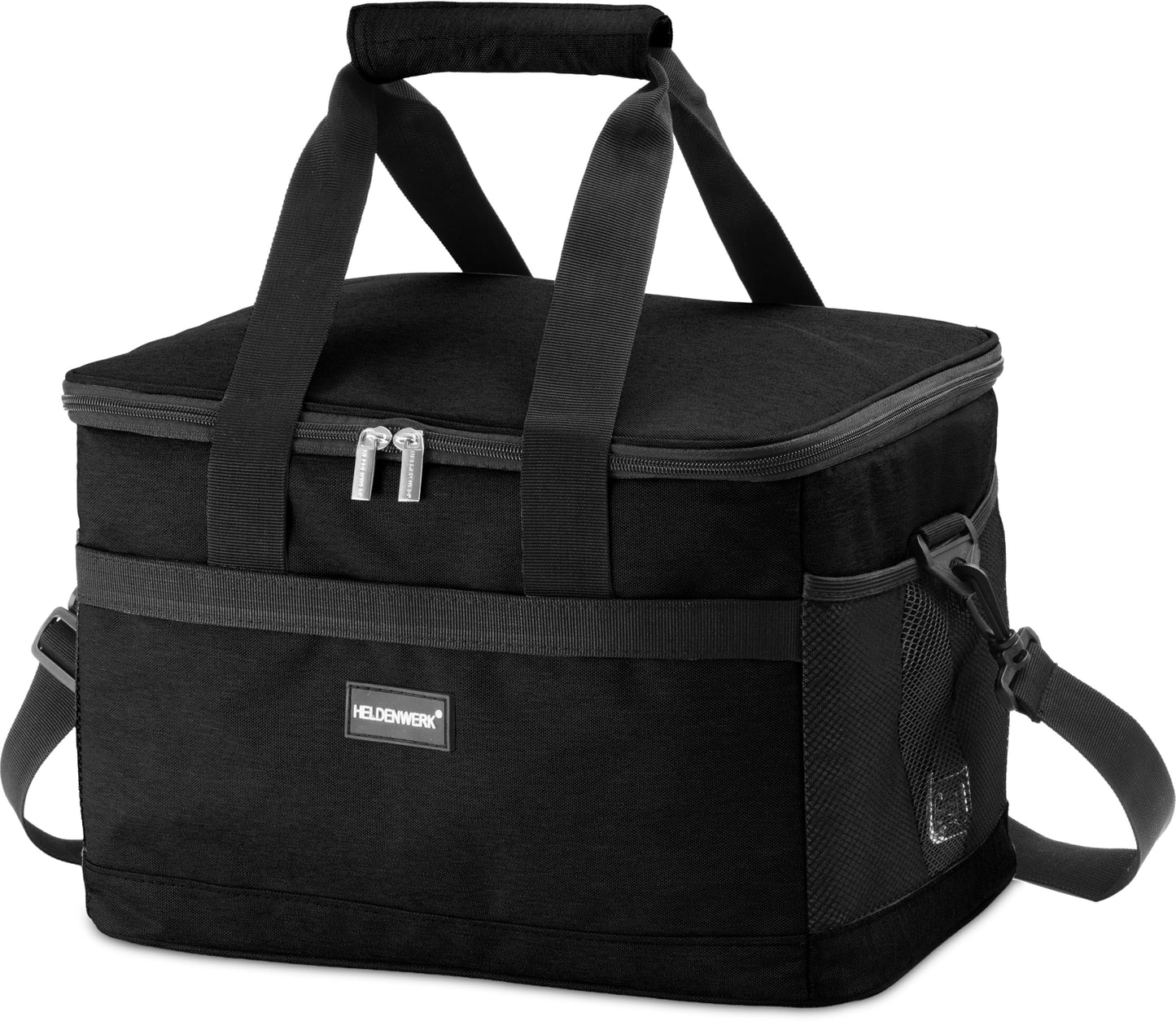 Faltbare Kühltasche mit 7 Fächern, Schwarz 20L (L35 x B23 x H25 cm)