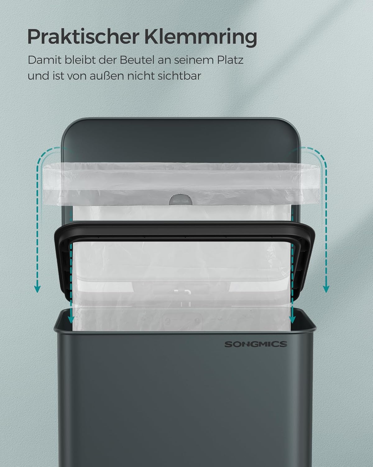 Tretmülleimer LTB540G02 mit Softclose & Deckel, anthrazitgrau