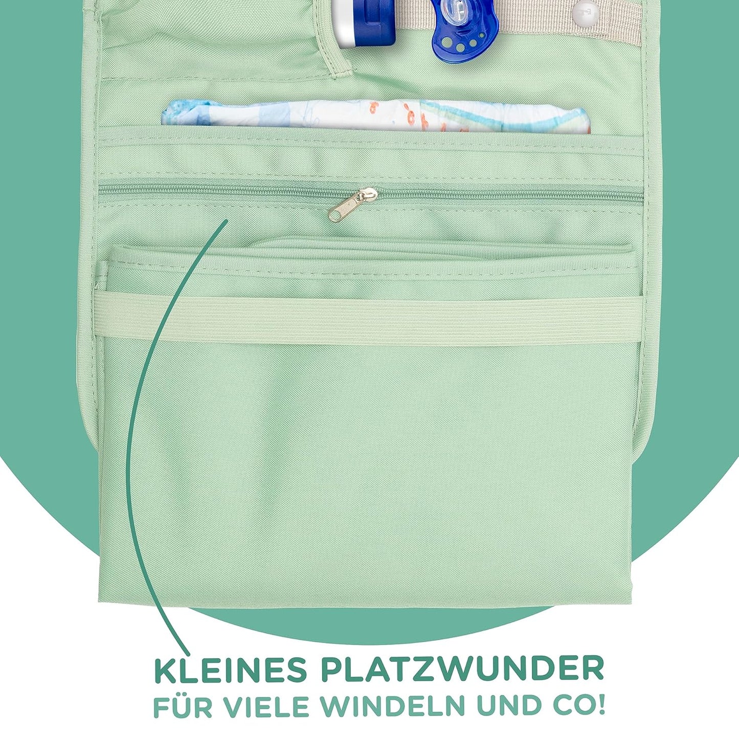 Windeltasche mit Wickelunterlage, Gesteppt