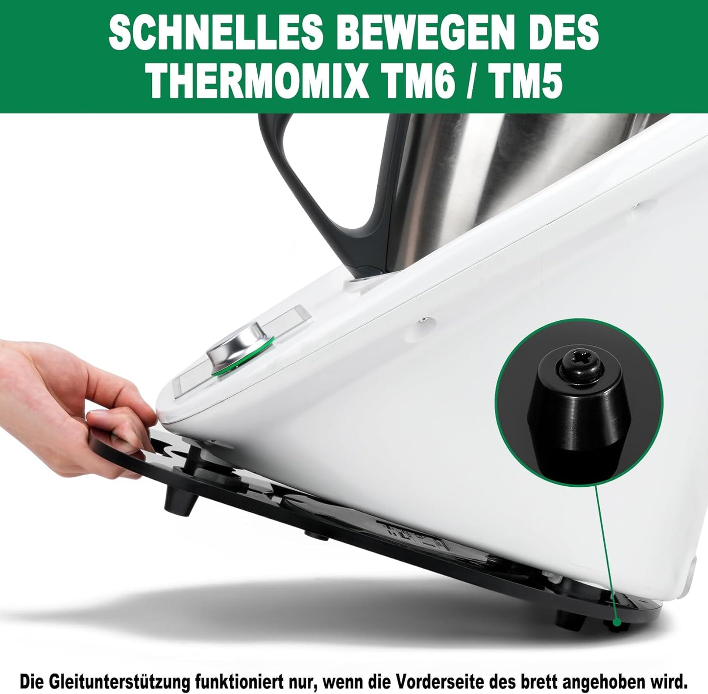 Gleitbrett für Thermomix TM6/TM5, Glänzend Schwarz - Acryl