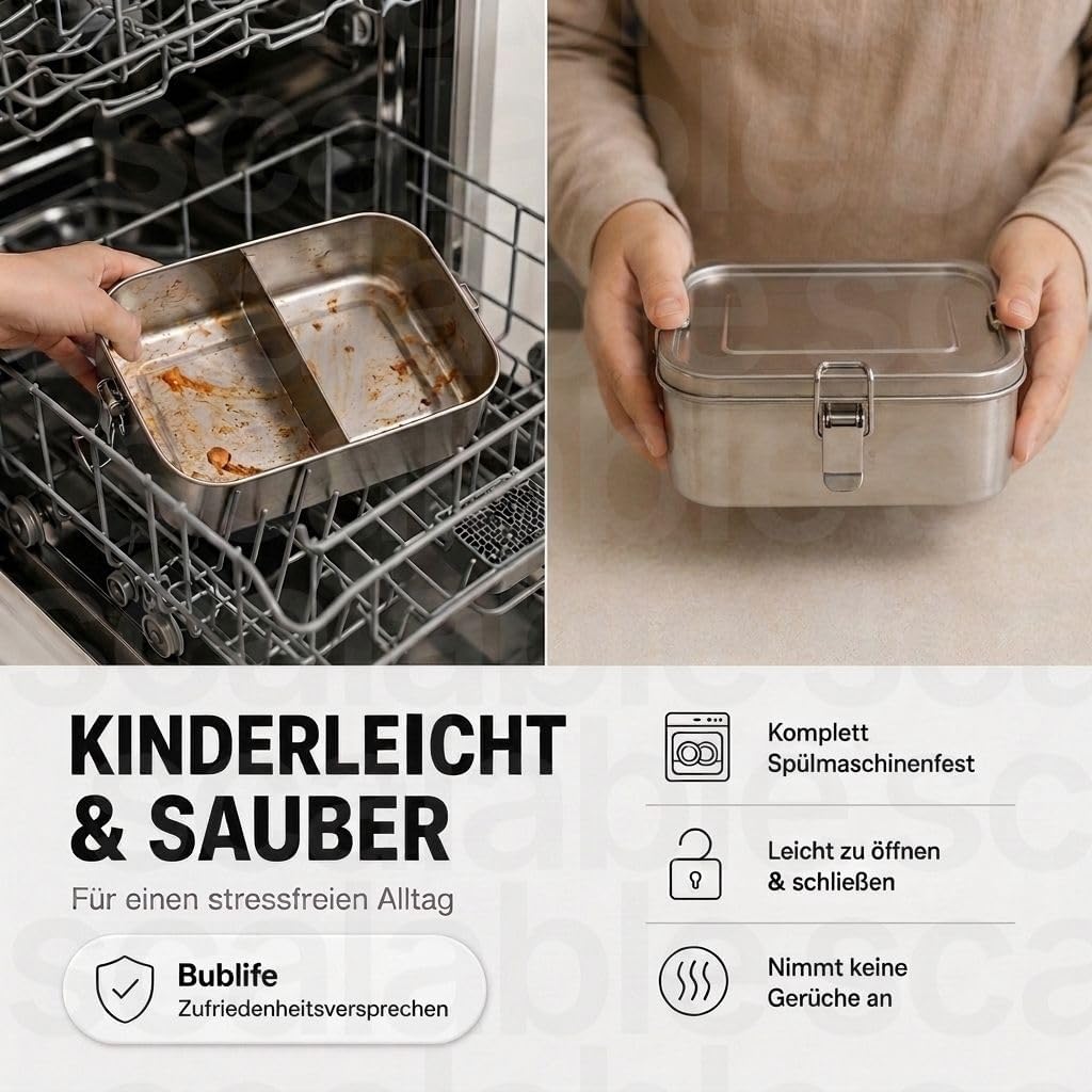 Edelstahl Brotdose mit Trennfächern (800 ml), 800 ml