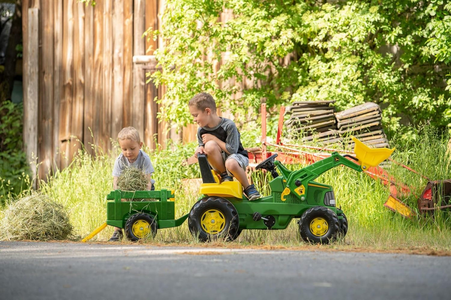 Kindertraktor Junior John Deere mit Anhänger