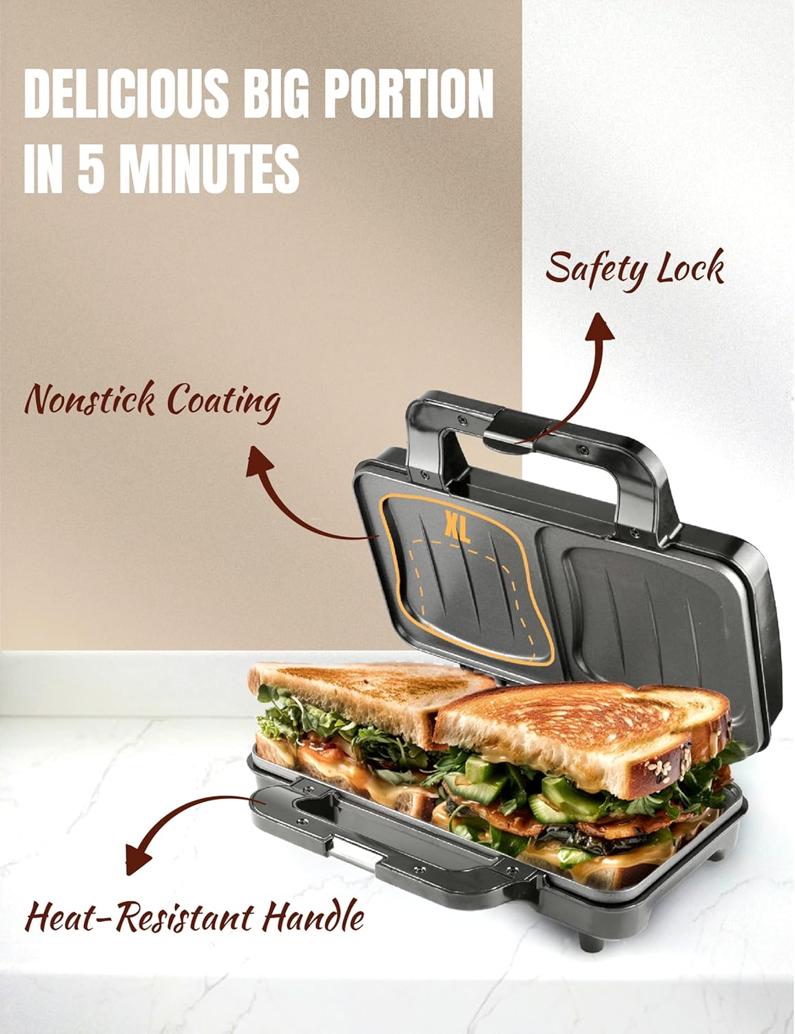 XL Sandwichmaker ASM92XL, Beige
