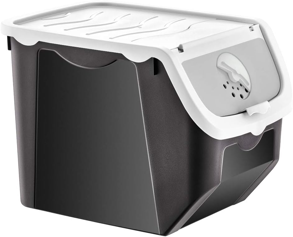 Aufbewahrungsbox mit Deckel für Zwiebeln, Kartoffeln oder Knoblauch, Weiss