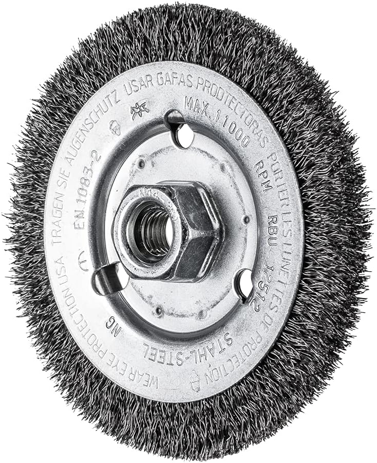 Rundbürste ungezopft, Rundbürste mit Gewinde M14 Ø 125 Ungezopft; Besatzmaterial Stahl 0,30 Mm