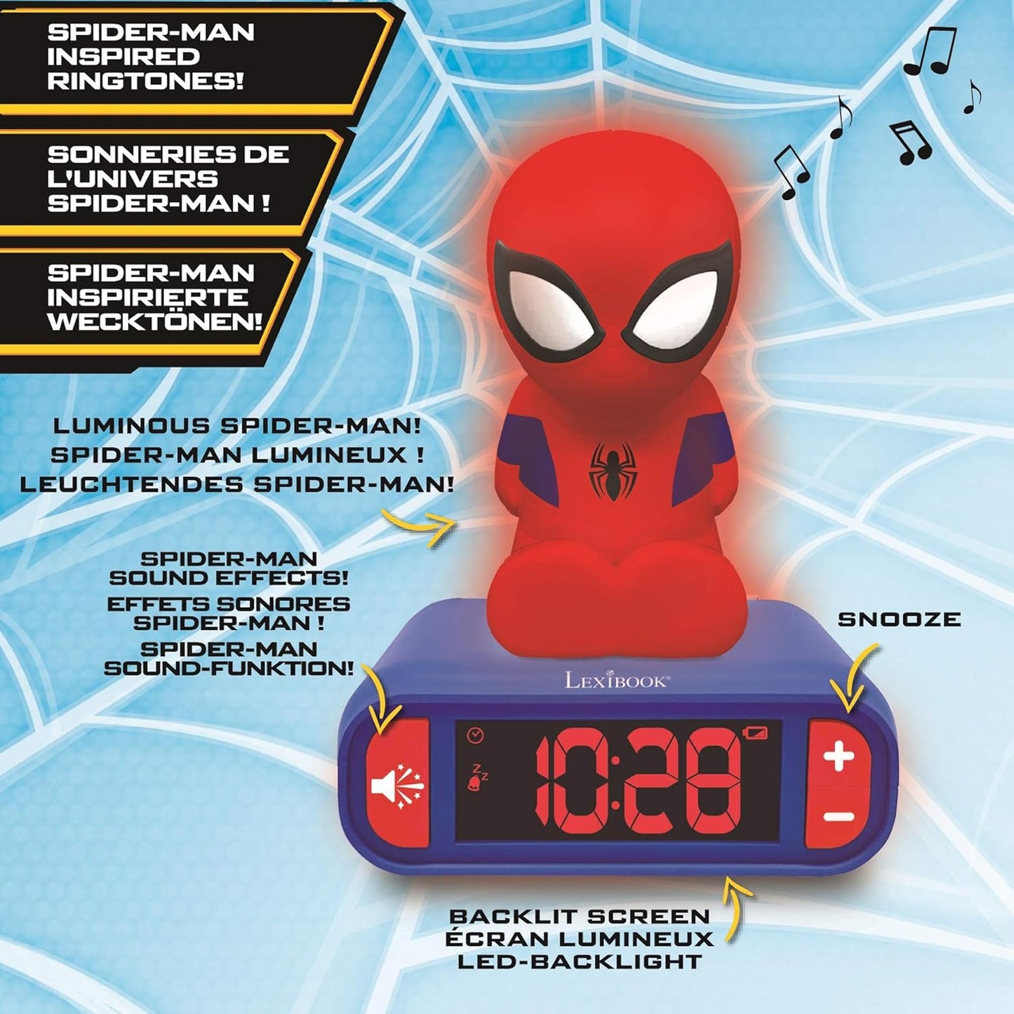 Spiderman Nachtlicht-Wecker mit Schlummerfunktion, Spider-Man