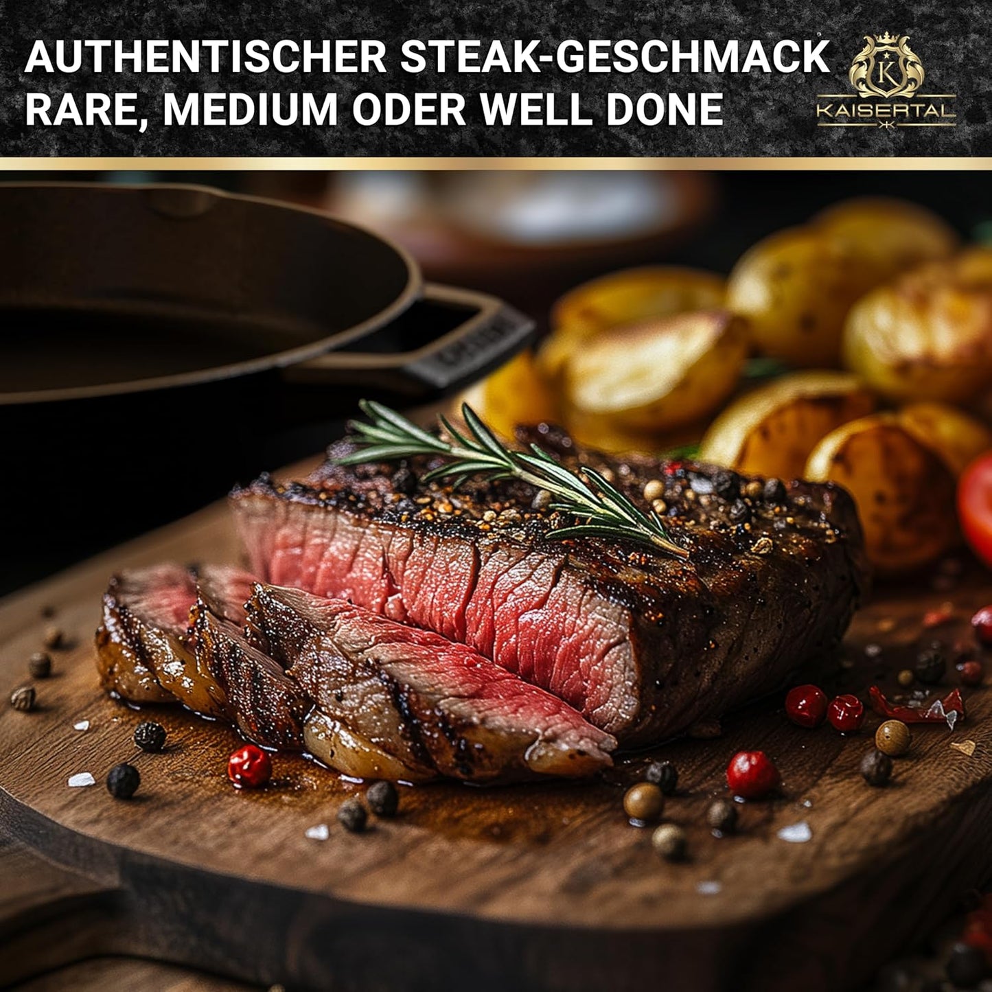 Gusseisen-Bratpfanne mit Rezeptbuch, Emaillierte Bratpfanne mit Doppelgriff