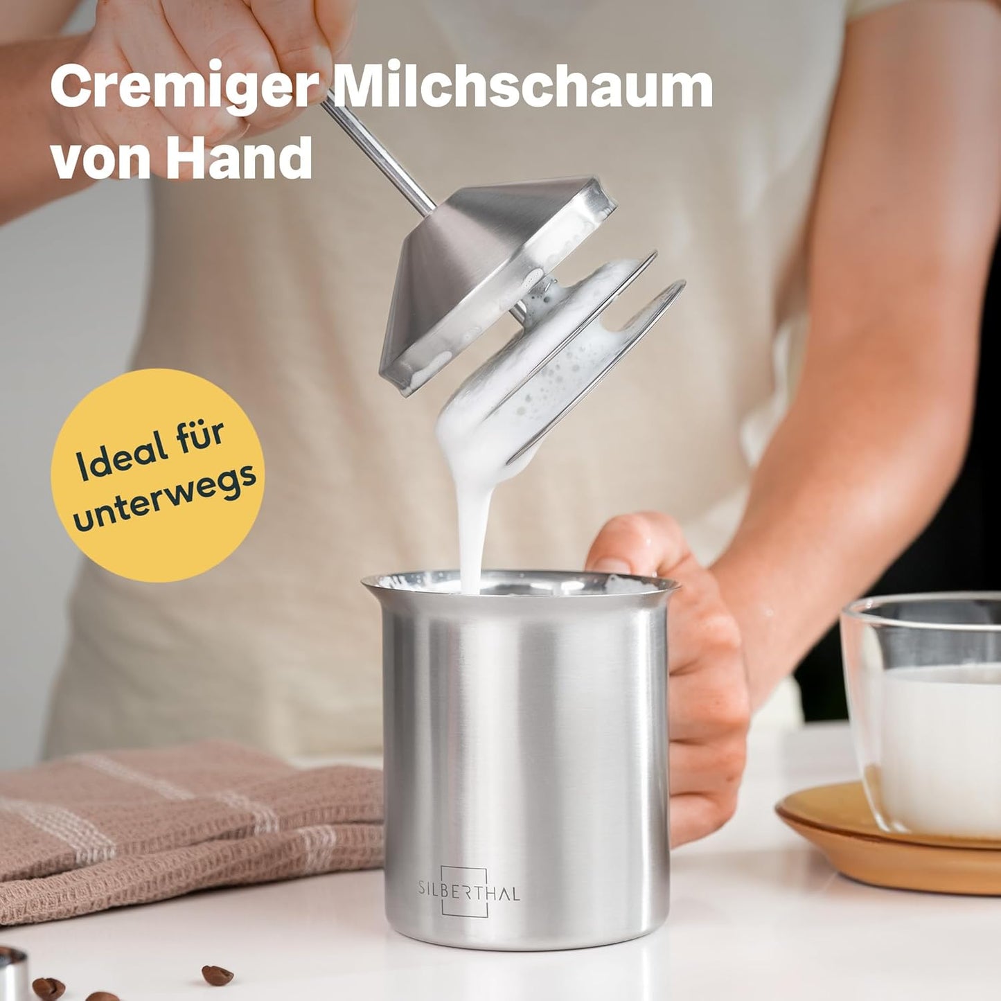 Espressokocher mit Milchaufschäumer, 2er Set Espressokocher + Milchaufschäumer