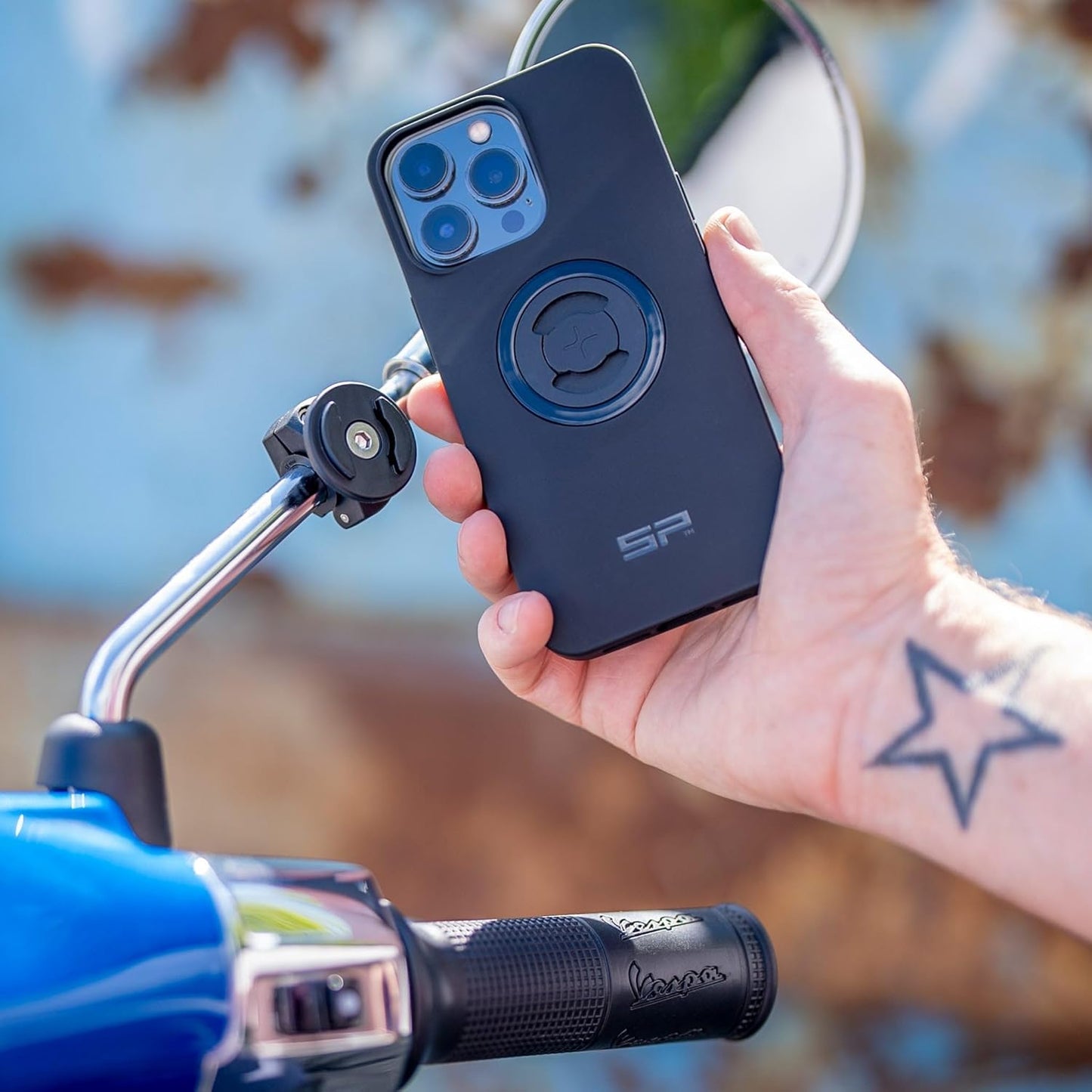 Smartphone-Halterung Mirror Mount für Motorräder und Roller, Single