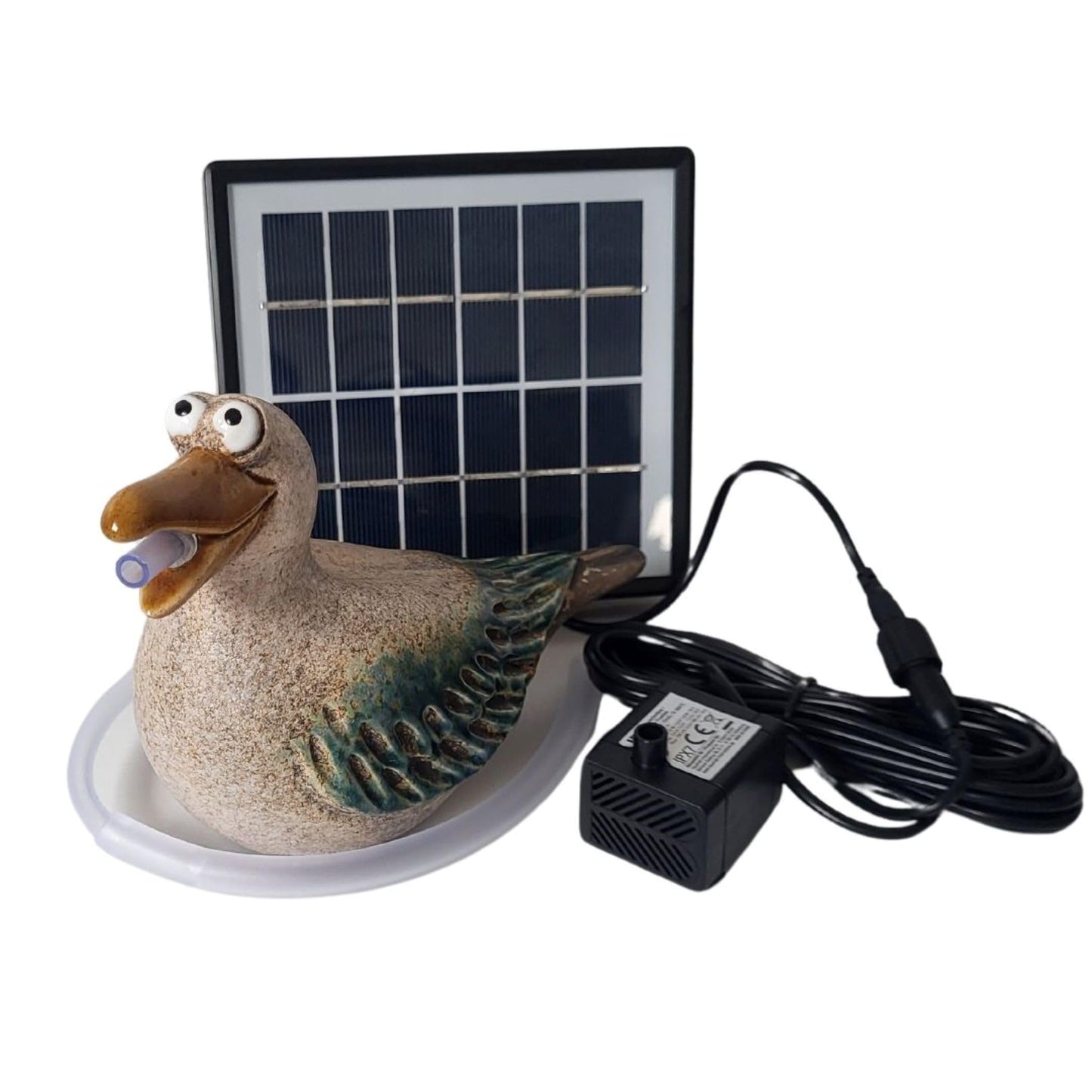 Solar-Wasserspeier Möwe mit Solarpumpe für Teiche