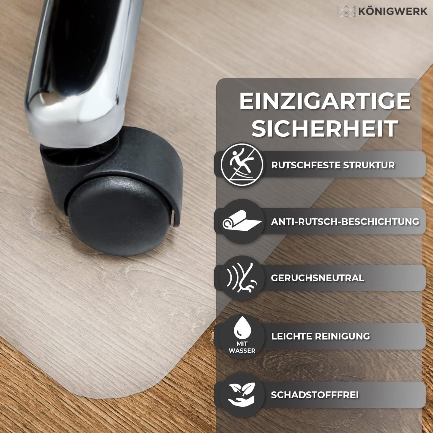 Rutschfeste Bodenschutzmatte für Bürostuhl, Transparent Milchig 100 x 120 cm