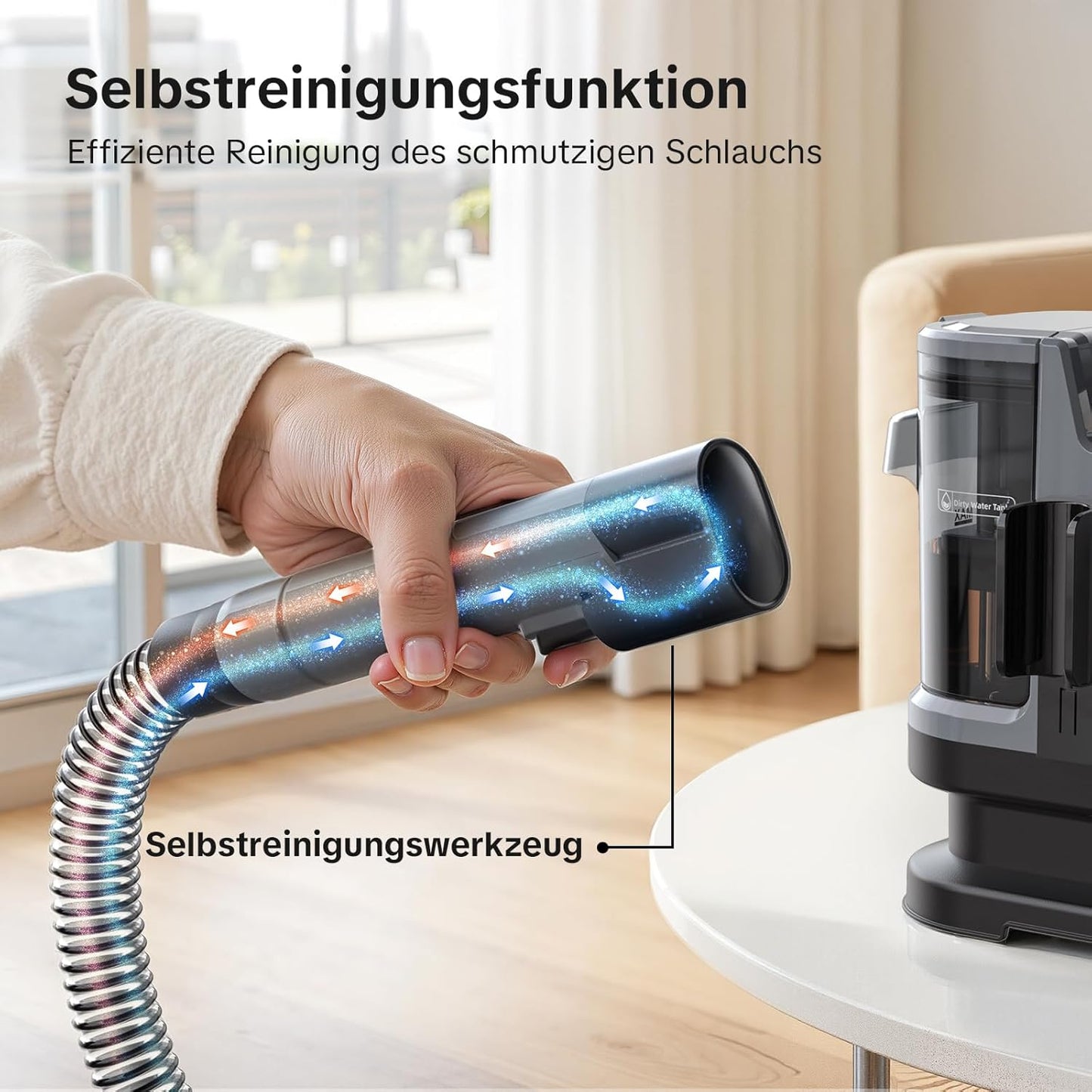 Polster- und Teppichreiniger mit Selbstreinigungsfunktion, Dunkelgrau