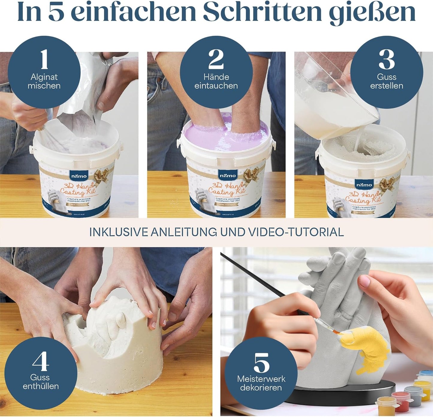 3D Handabdruck-Set für Paare, Deluxe Gipsabdruck-Set