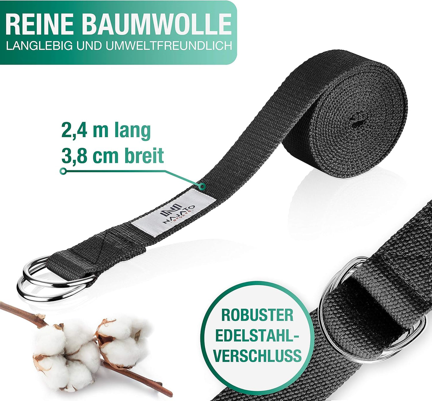 Meditationskissen mit Yogagurt, Schwarz