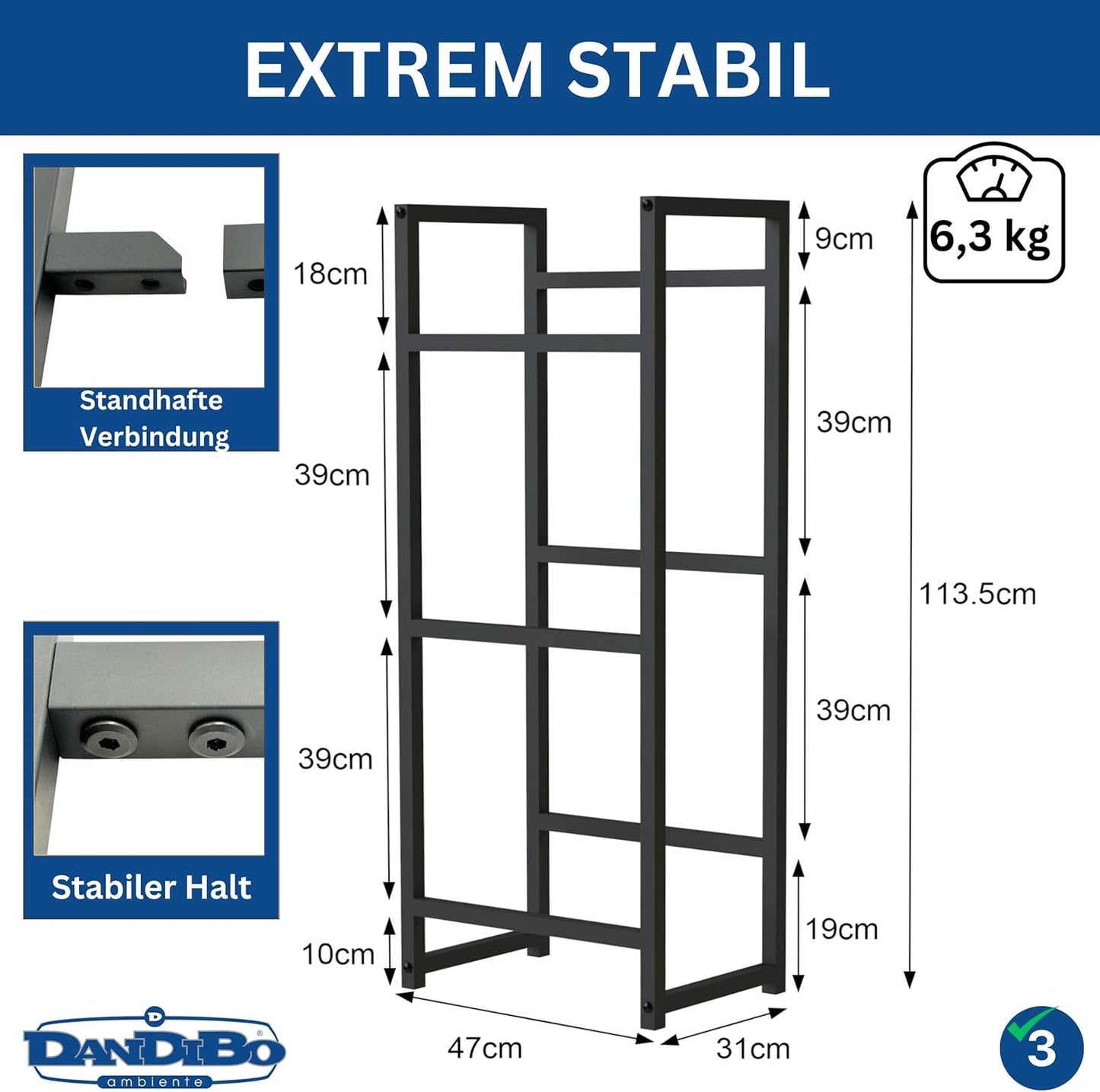 Getränkekistenregal für 3 Kisten, 3 Kisten Breite 47 cm / Hoch k.A.