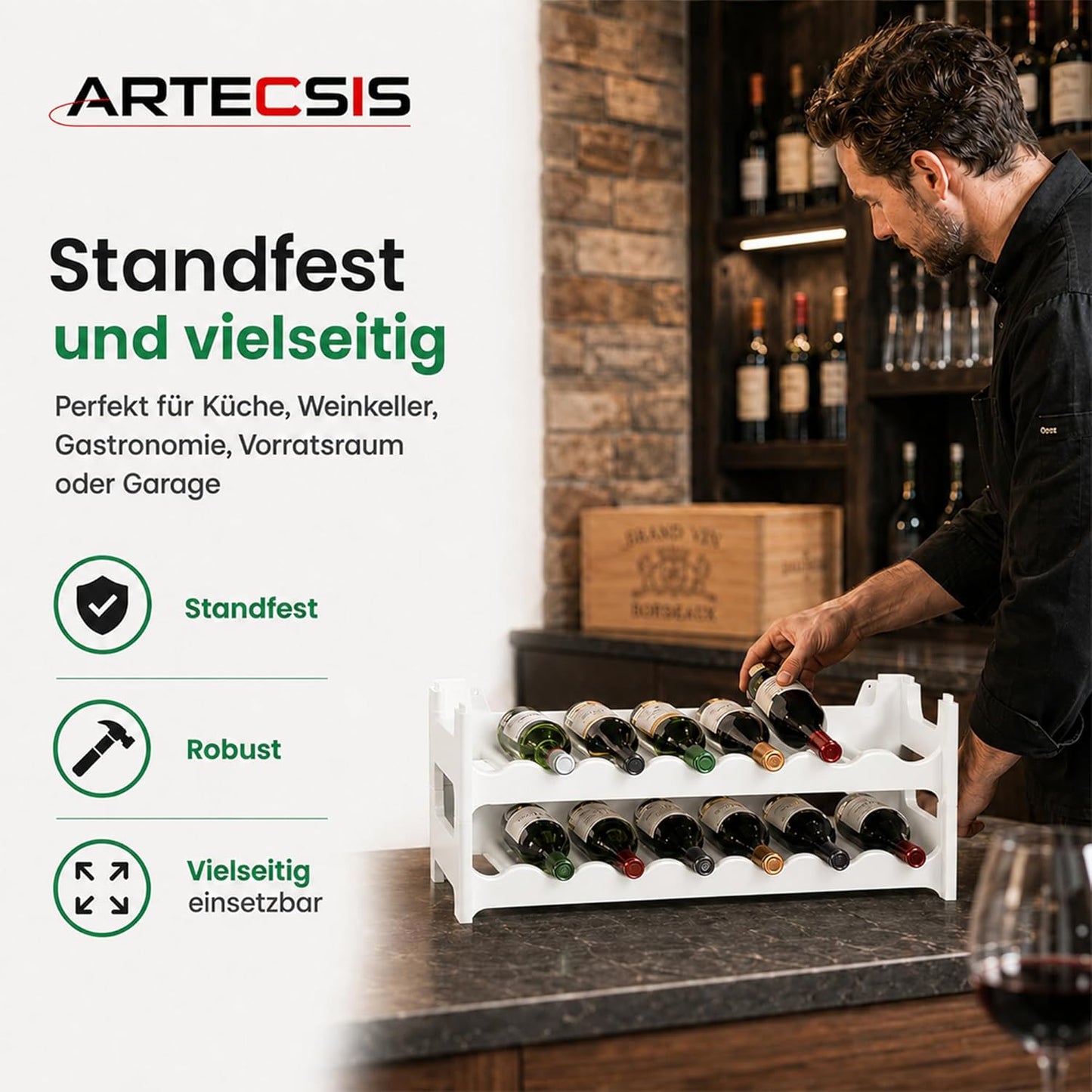 Weinregal für 12 Flaschen, Weiss 12 Flaschen