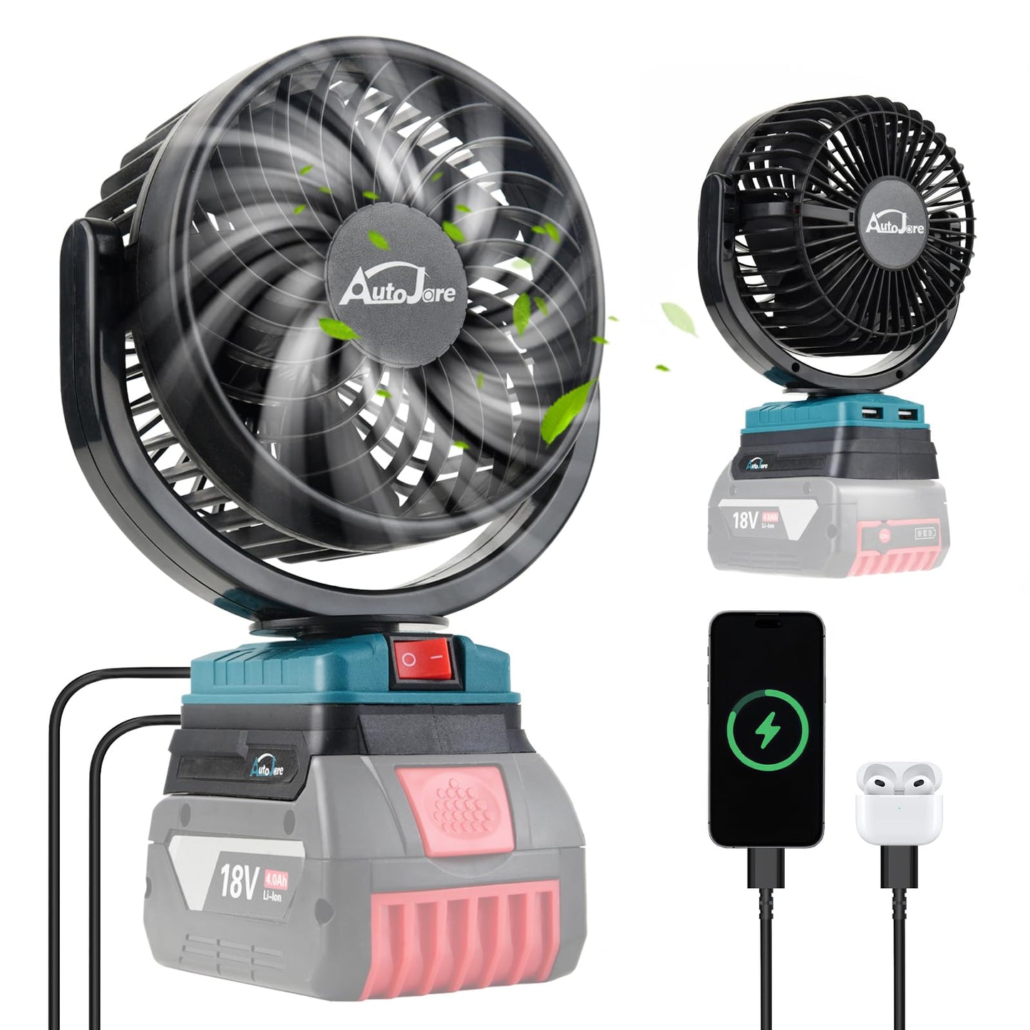 Tragbarer Akku-Tischventilator