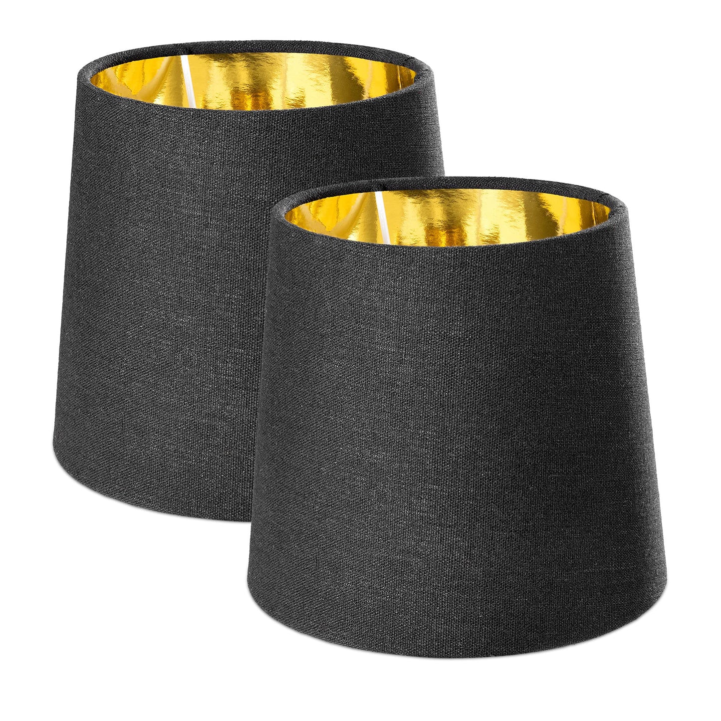 2er-Set Lampenschirm für Tischlampen, Schwarz / Gold