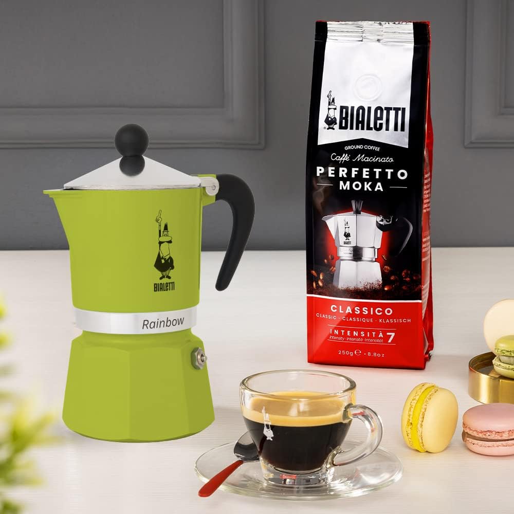 Rainbow Caffettiera Espressokocher, Grün 3 Tassen