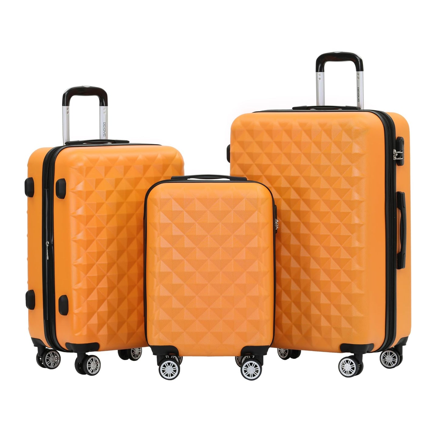 Hartschalen-Koffer-Set mit Zwillingsrollen, 3-teilig, Orangen M+L+XL (Set)
