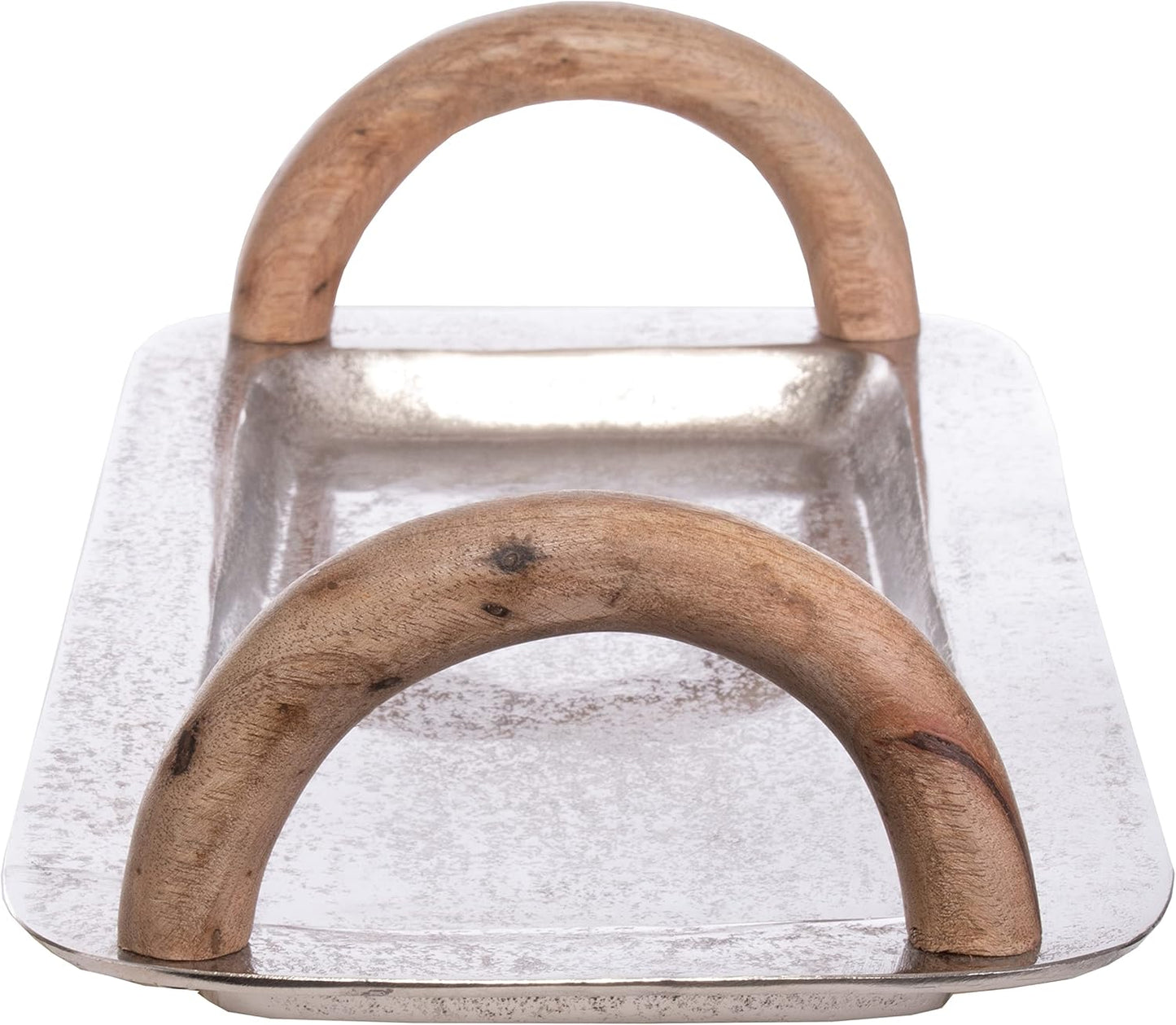 Serviertablett mit Holzgriffen, 40 x 20 cm, 40x20 cm Silber