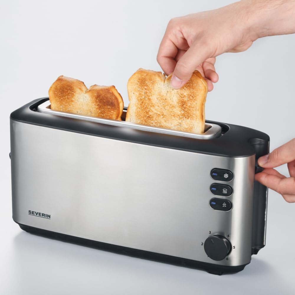 Automatik-Langschlitztoaster mit Brötchenaufsatz, 1 Langschlitz-Röstkammern ; Single