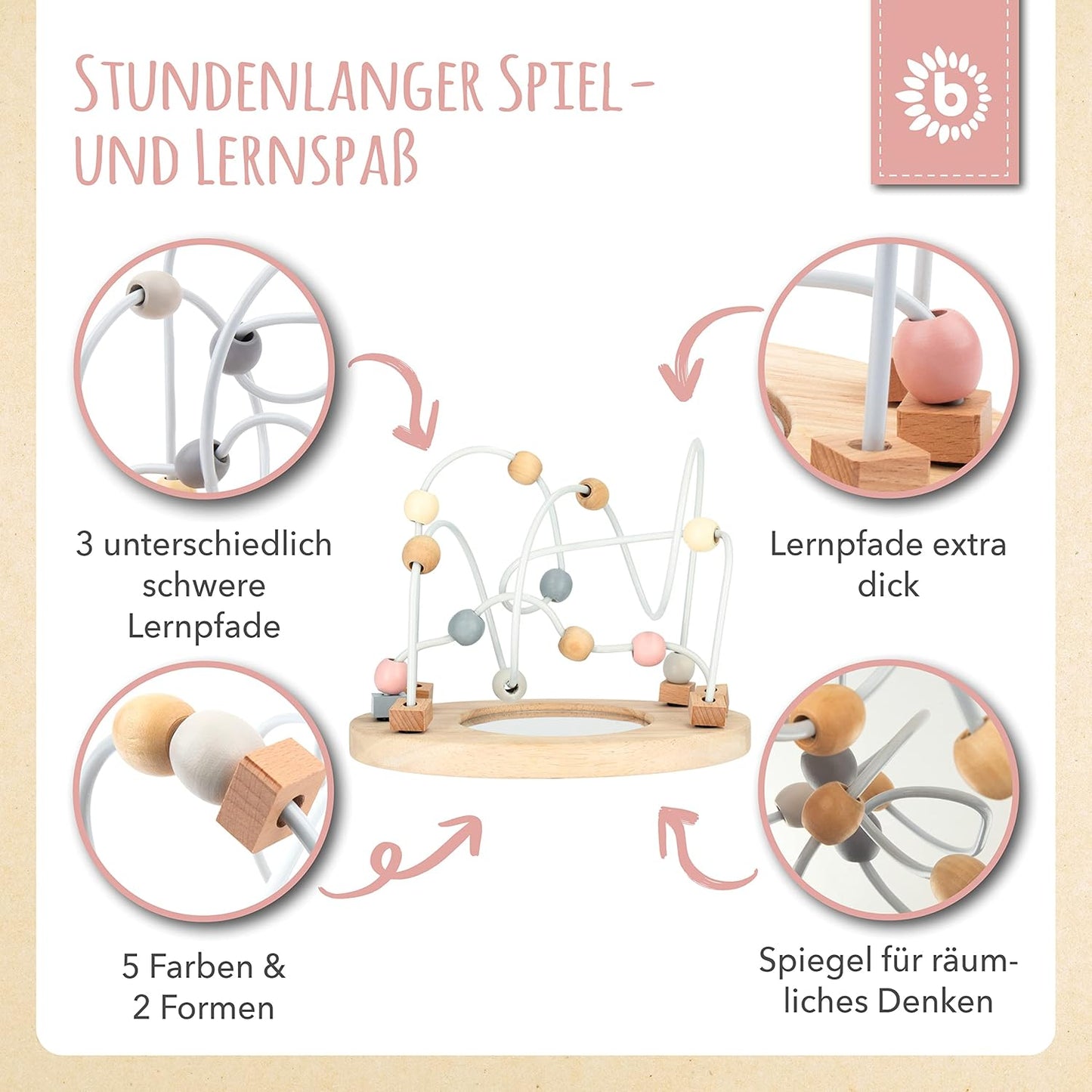 Motorikschleife mit Spiegel, Mehrfarbig