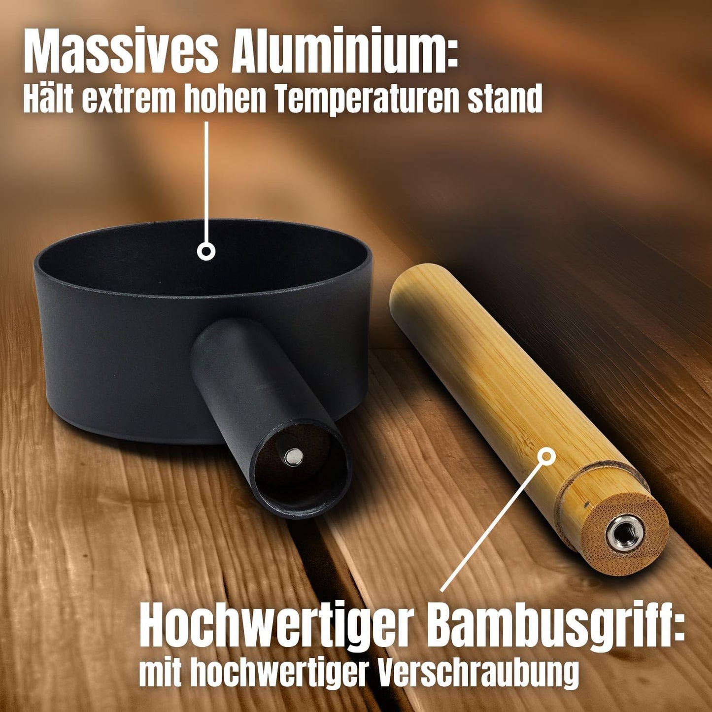 Saunaset mit Kübel und Kelle, Schwarz
