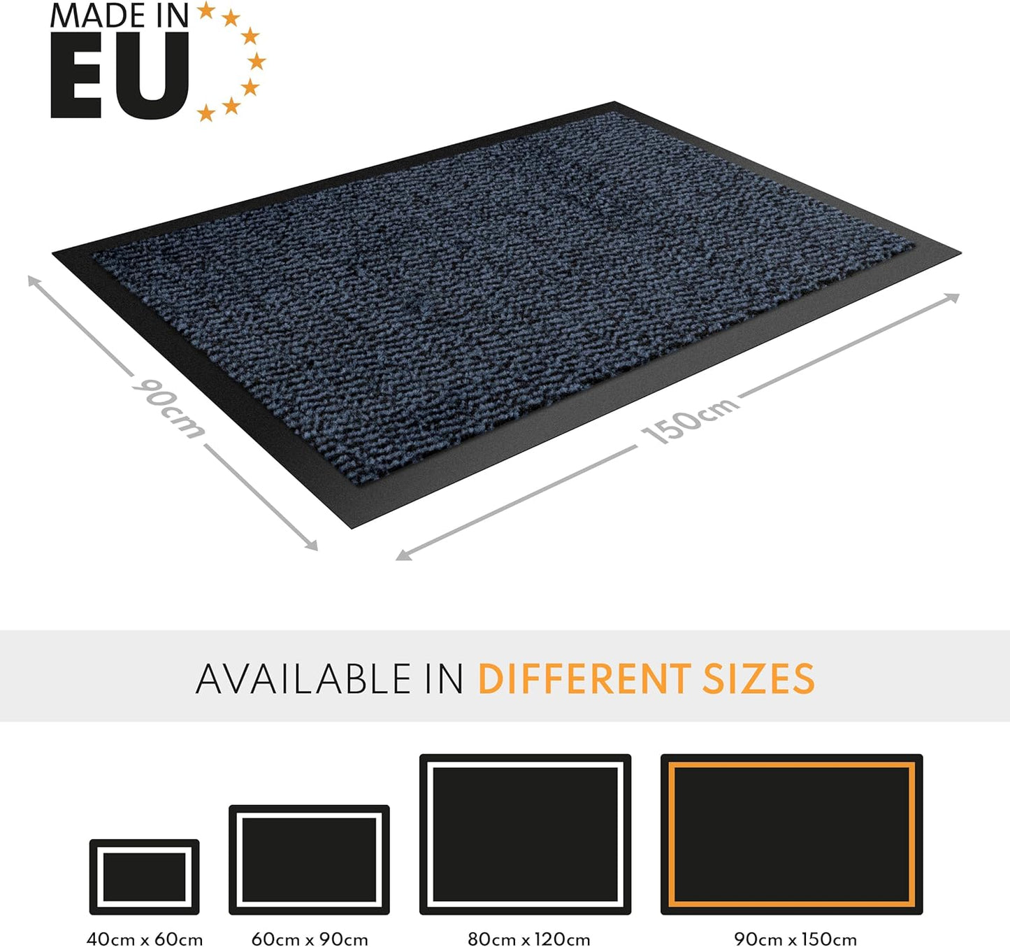Schmutzfangmatte, 90x150 cm, 90x150 Blau-schwarz