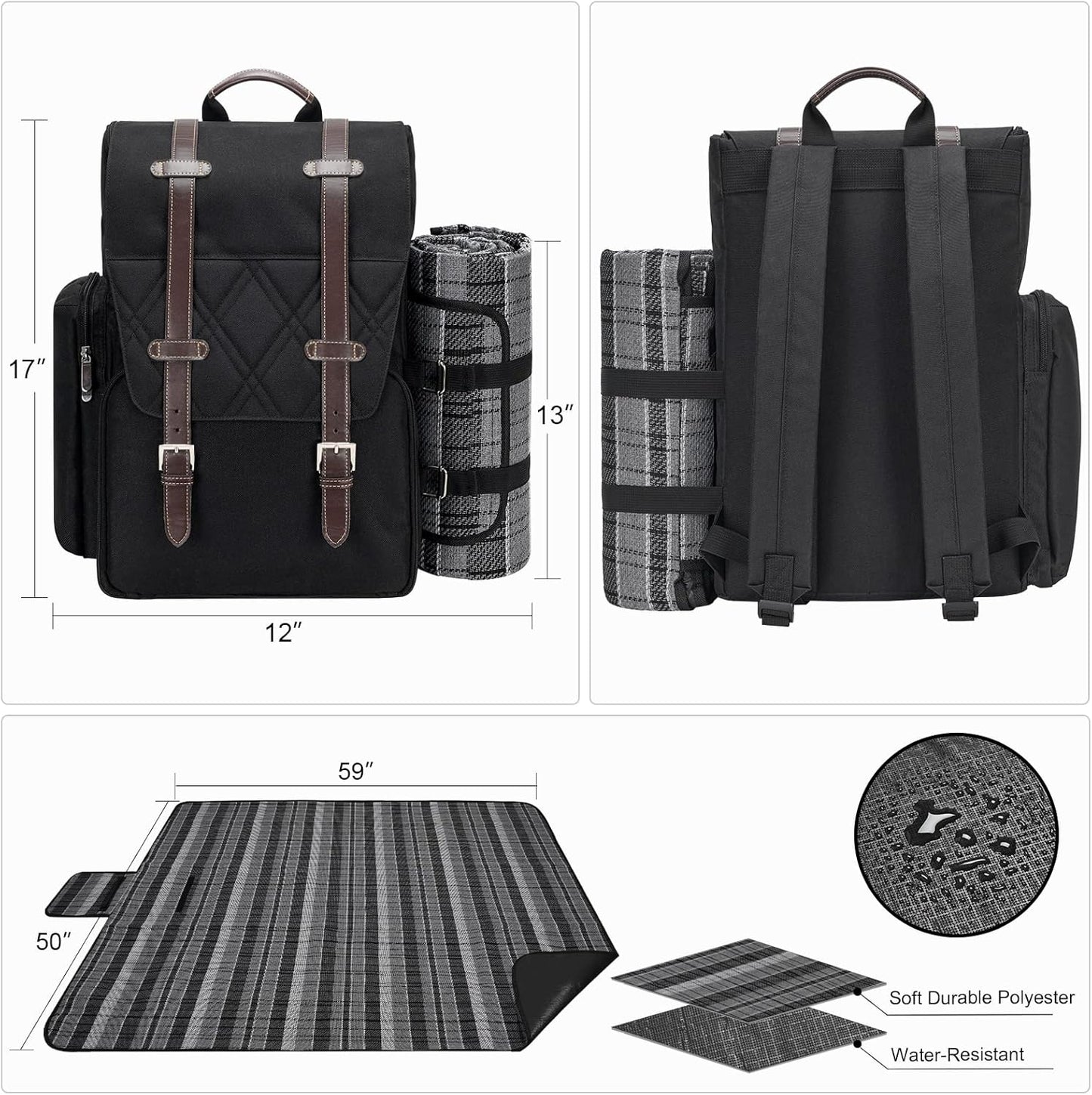 Picknickrucksack mit Kühltasche, 4 Person