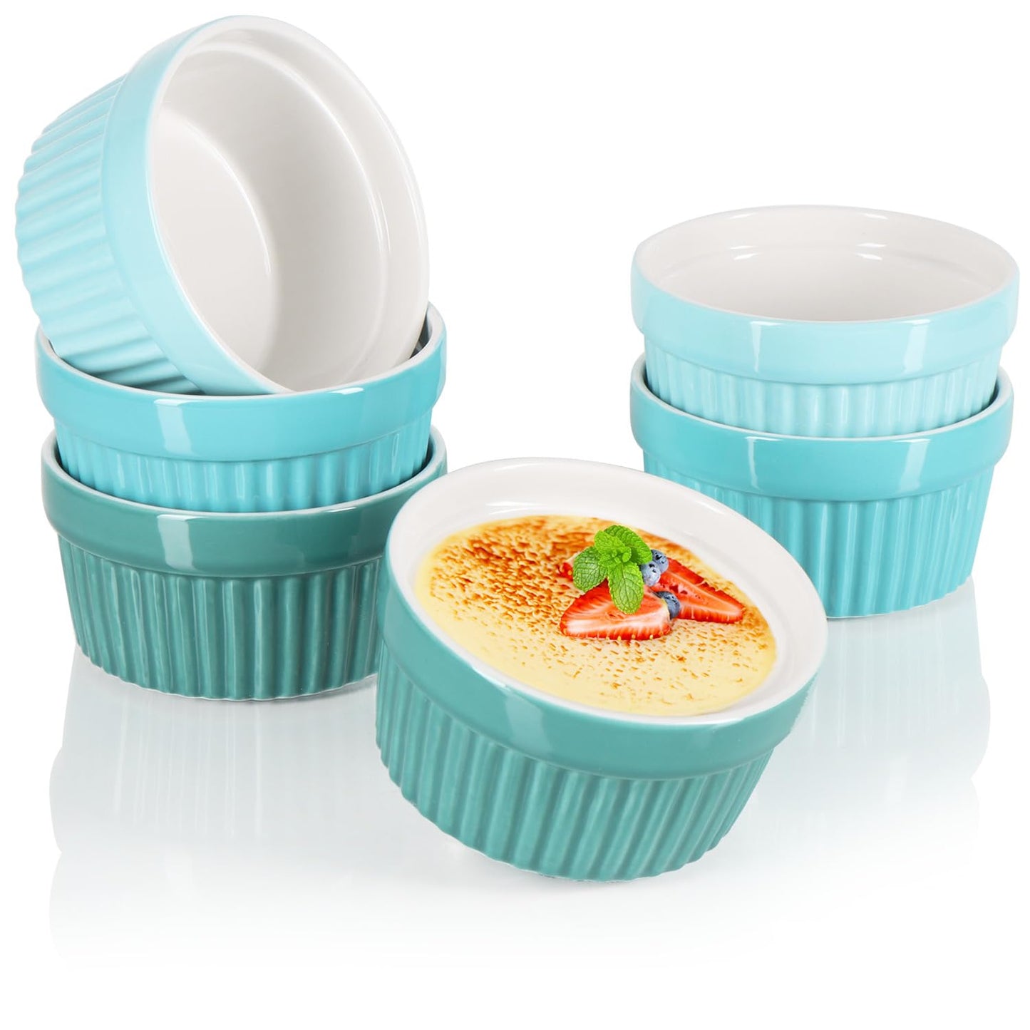 6er-Set Soufflé-Förmchen, Grün - 06 Stück Ø 9cm