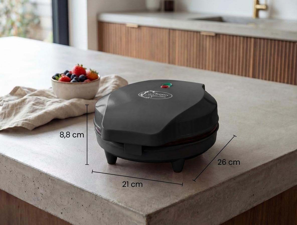 Herzwaffeleisen mit Antihaftbeschichtung, 700W, Mattschwarz