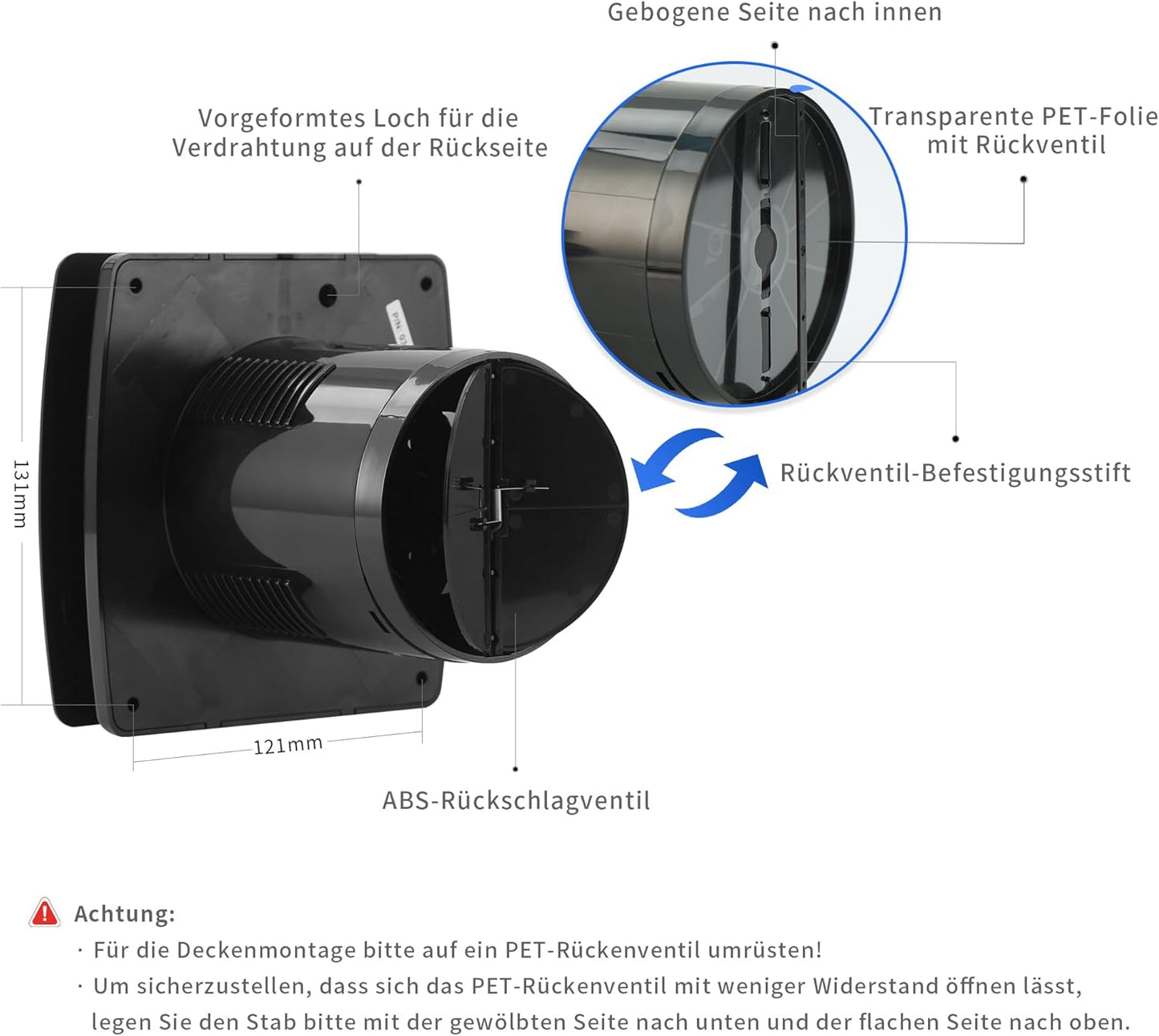 Nova100 WiFi-Badlüfter mit Sensoren und Timer, Schwarz