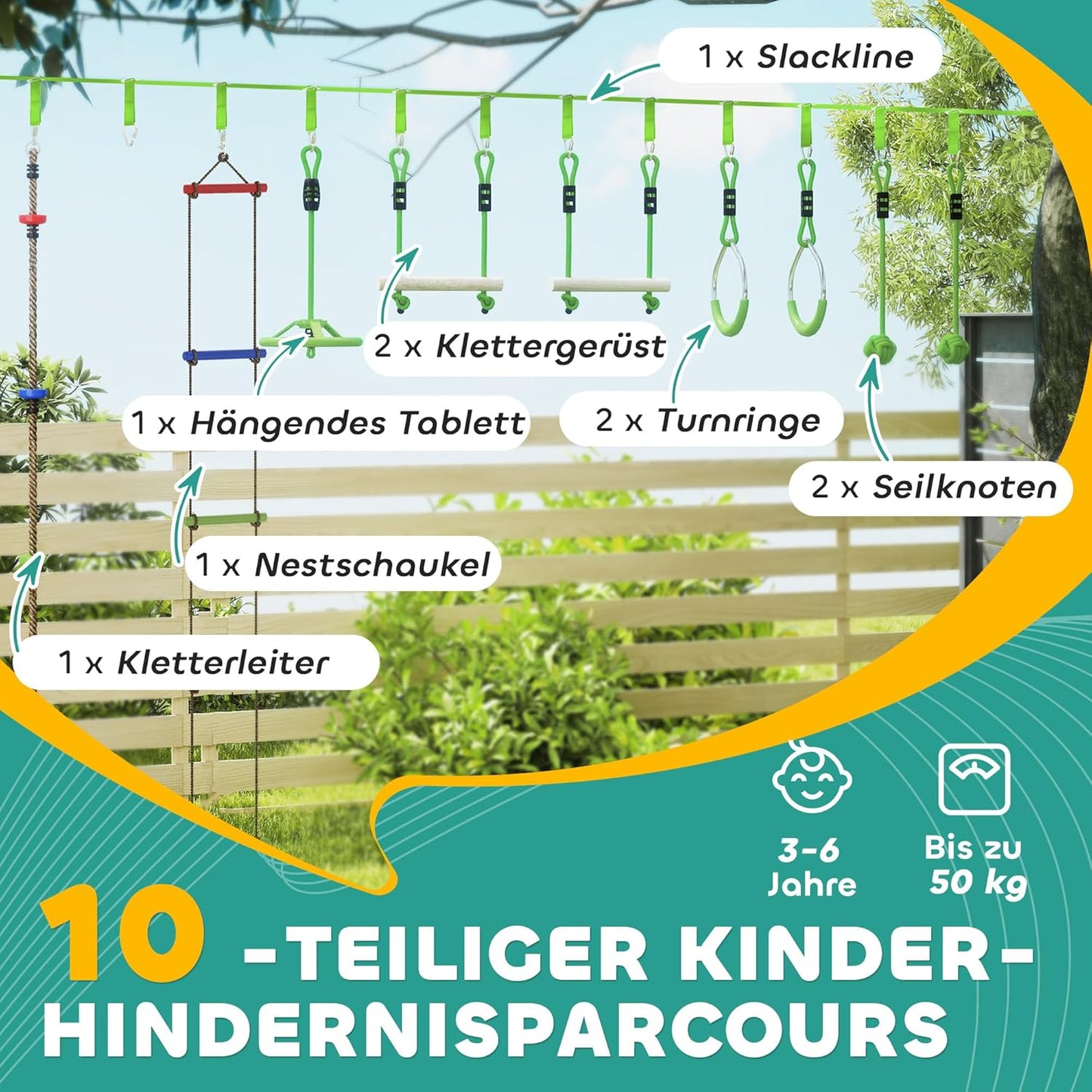 Ninja Slackline Hindernisparcours-Set