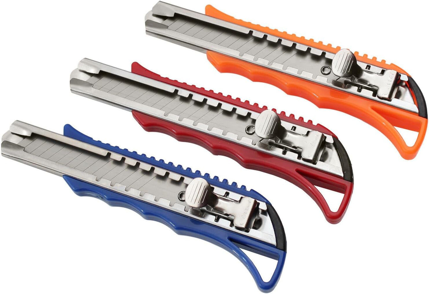 10 x Cuttermesser mit 30 Ersatzklingen, 10 Profi Cutter | 30 Ersatzklingen (Farbmix)